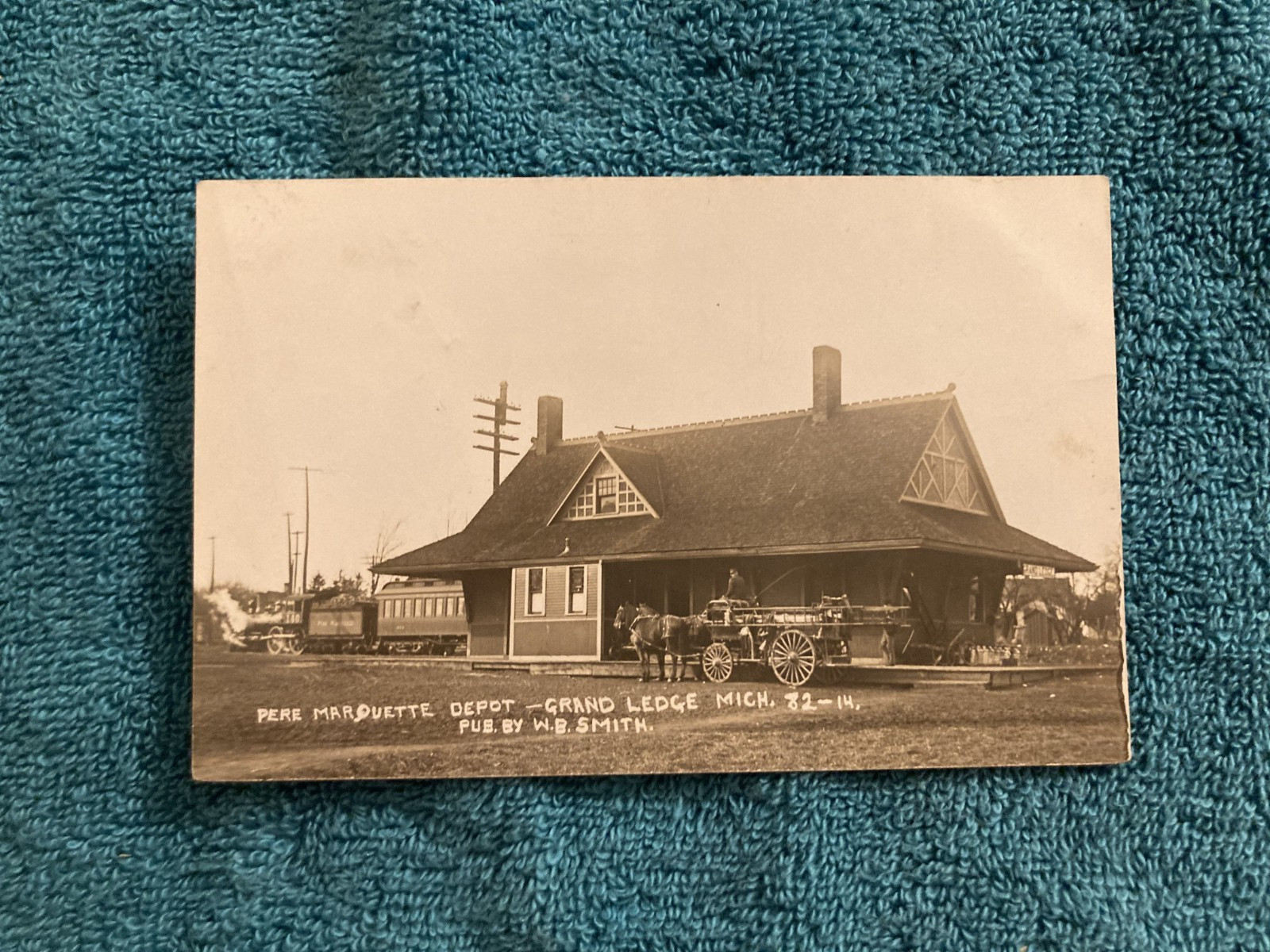 RPPC Grand Ledge Michigan RR Depot Photo Posted c1910 George Burch Berlin Mi RPPC Grand Ledge Michigan RR Depot Photo Posted c1910 George Burch Berlin Mi