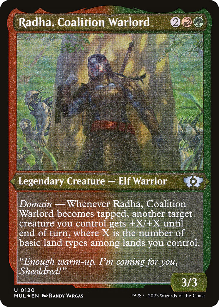 Radha, Coalition Warlord (Foil Etched) [Multiverse Legends] Magic MTG