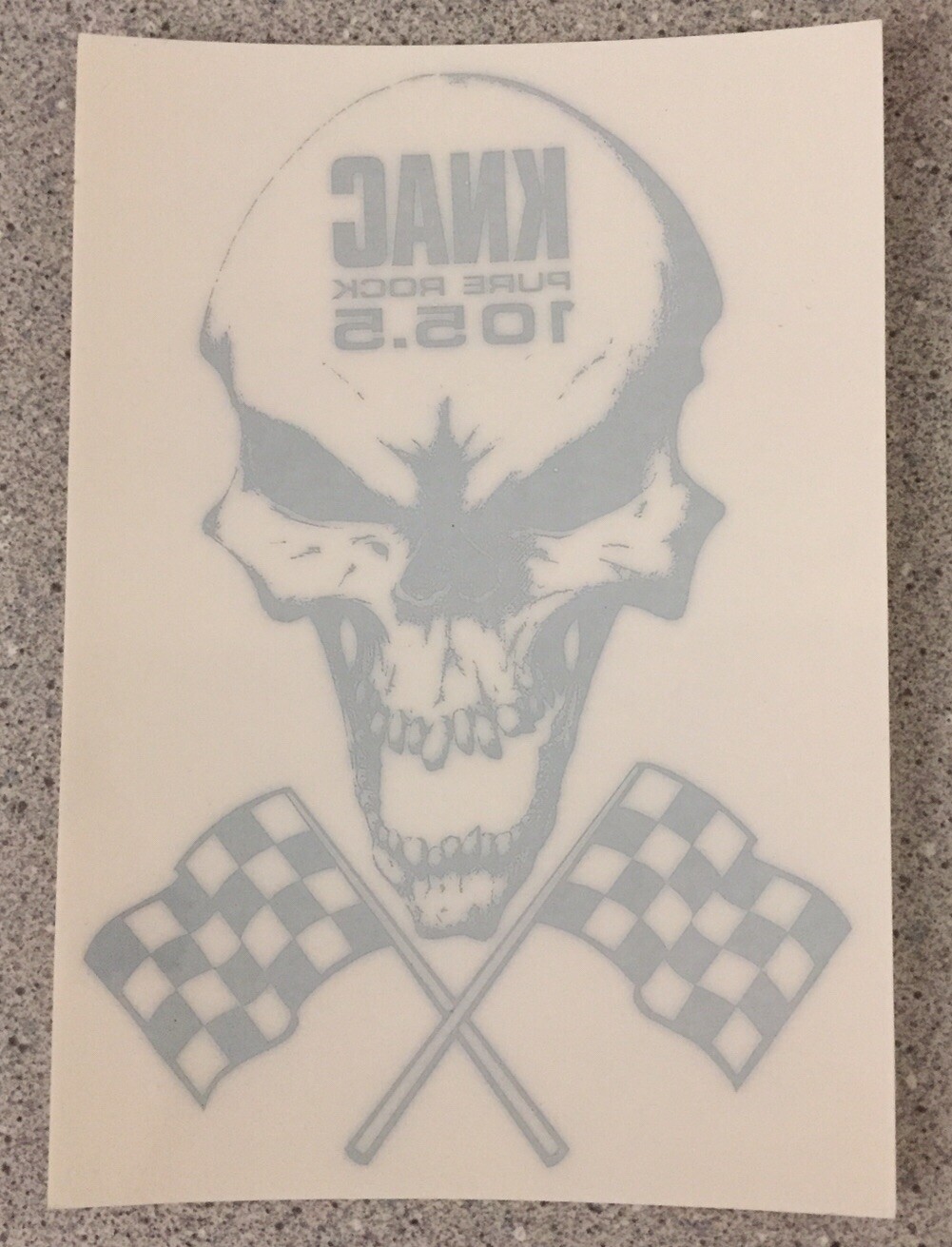 Pure Rock 105.5 KNAC Racing Skull Static Cling Sticker Long Beach Grand Prix NEW Pure Rock 105.5 KNAC Racing Skull Static Cling Sticker Long Beach Grand Prix NEW