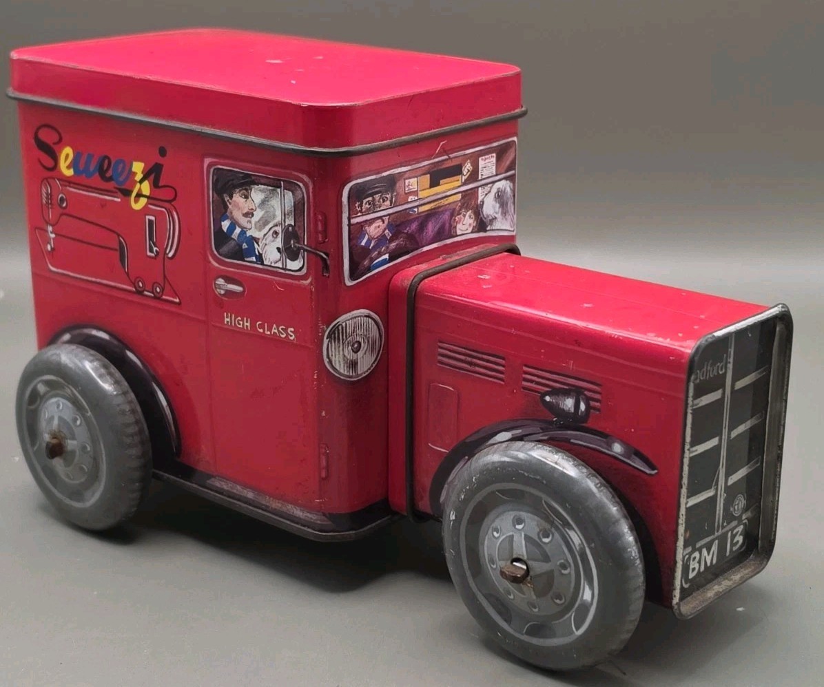 Vtg 1985 Silver Crane Company Truck Metal Tin Seweezi England 