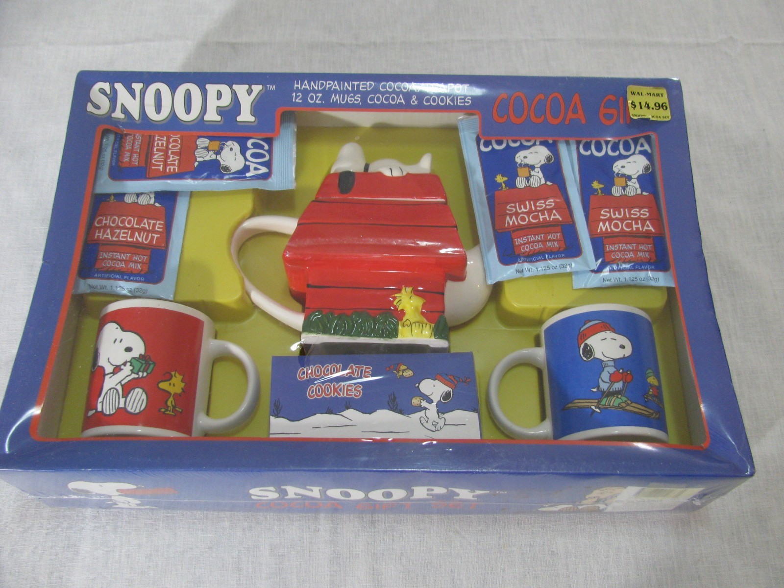 NEW Vtg Snoopy Cocoa Gift Set, Teapot/Mugs/Cookies/Cocoa, EXPIRED NEW Vtg Snoopy Cocoa Gift Set, Teapot/Mugs/Cookies/Cocoa, EXPIRED