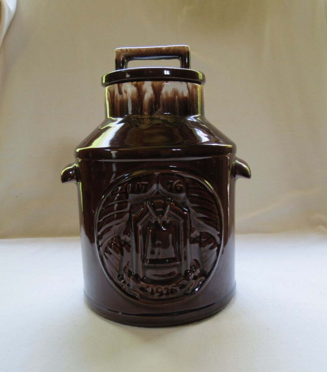McCoy Cookie Jar 1972 Brown Drip Milk Can 1776 Anniversary