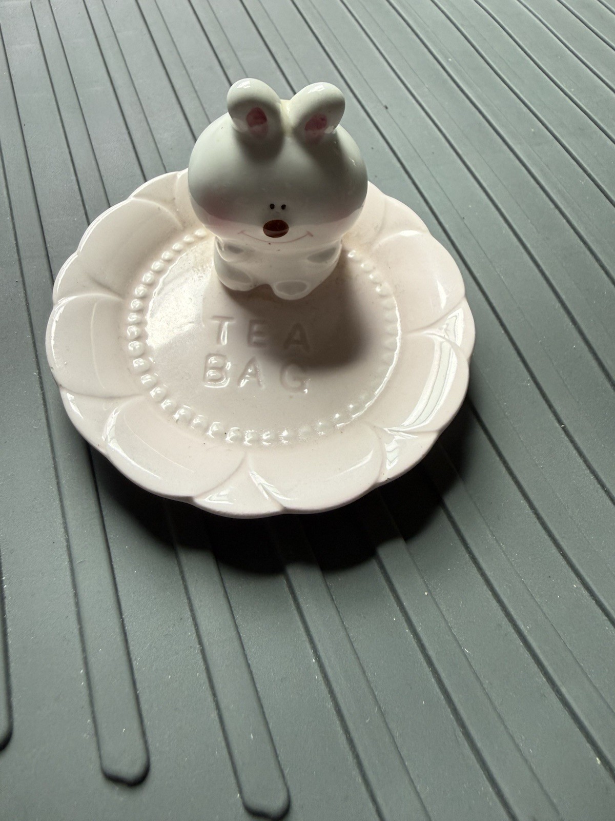 Vintage Papel California Bunny Tea Bag Holder Dish Made in Japan Rabbit