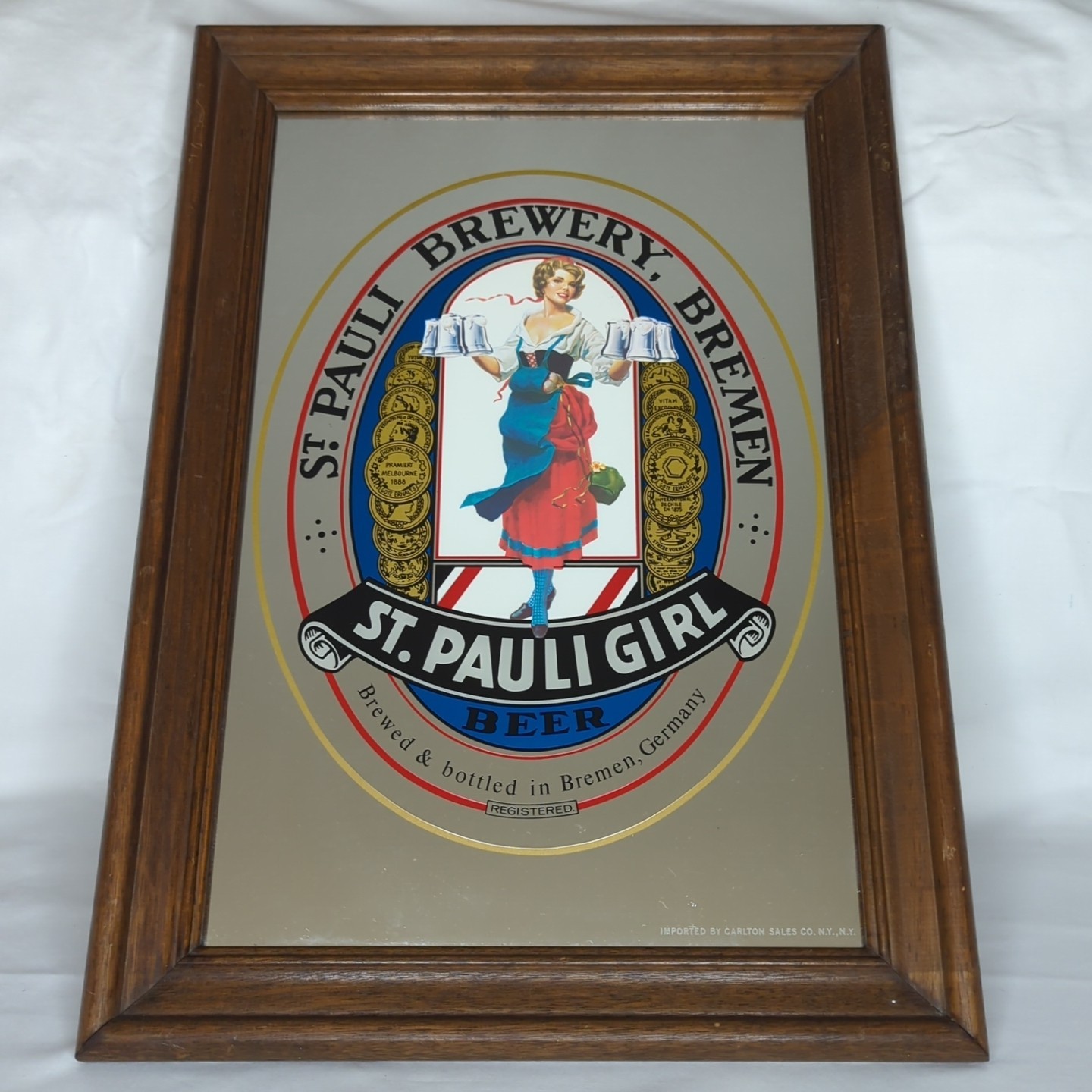 Genuine 1970\'s St. Pauli Girl Mirror Sign 21.5\