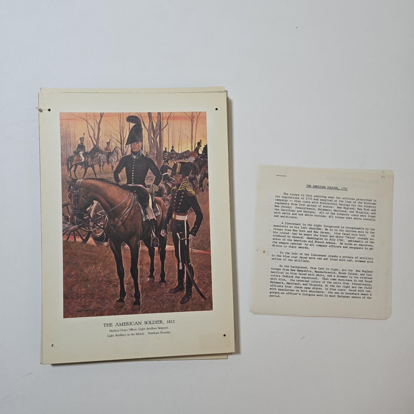 American Soldier Vintage Historical Cardboard Pictures 9x7 