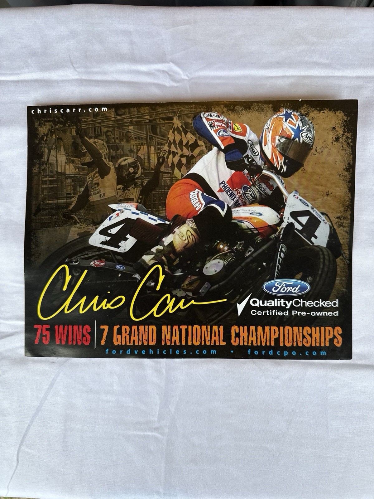 Vintage 2006 Chris Carr Ford CPO AMA Flat Track Double-Sided Poster Card Vintage 2006 Chris Carr Ford CPO AMA Flat Track Double-Sided Poster Card