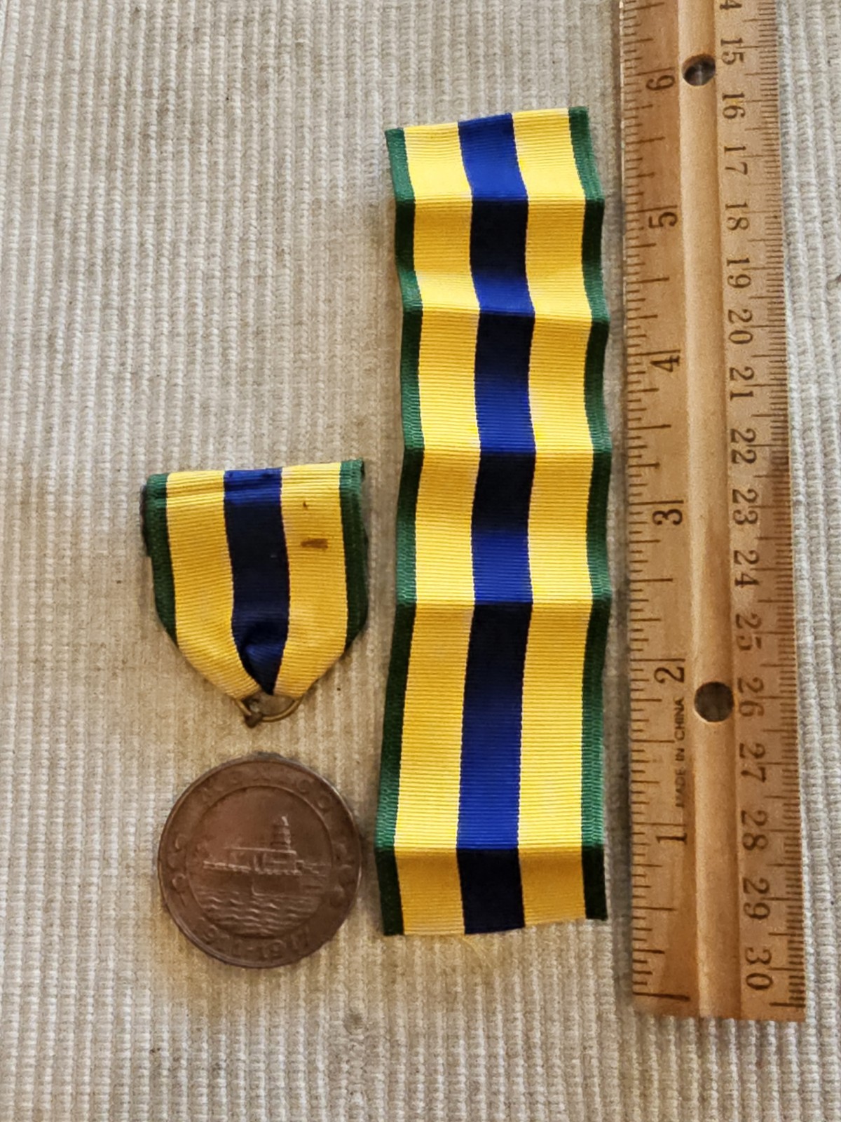 Pre WWI US Navy Marine 1914 Mexican Campaign Medal Open C Catch L@@K
