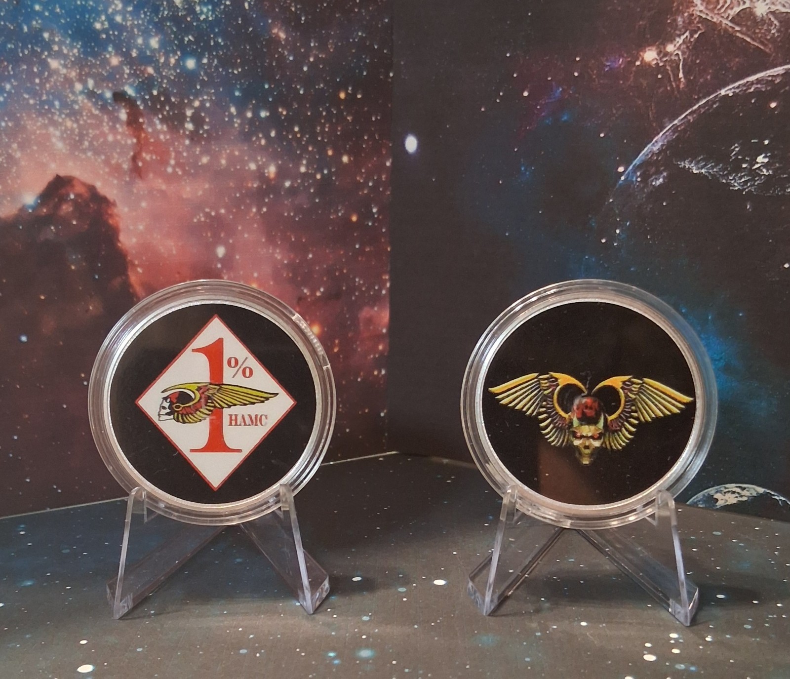 Motorcycle Club H.A. 1 Percent - Challenge Coins Lot  Of 2 - Limited Issue