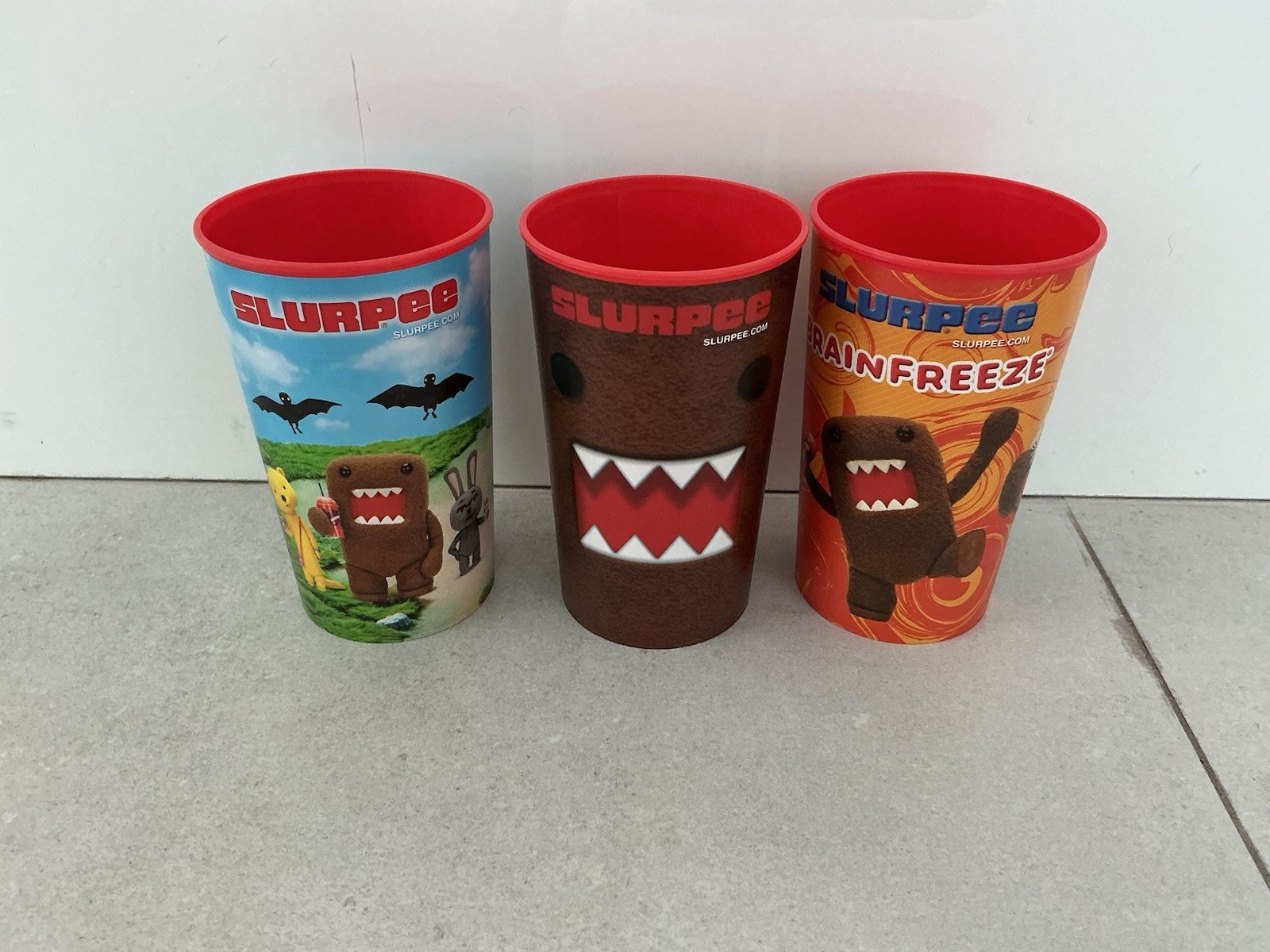 Lot of 3 Domo-Kun Slurpee Cups 2009 Domo Plastic Cups \