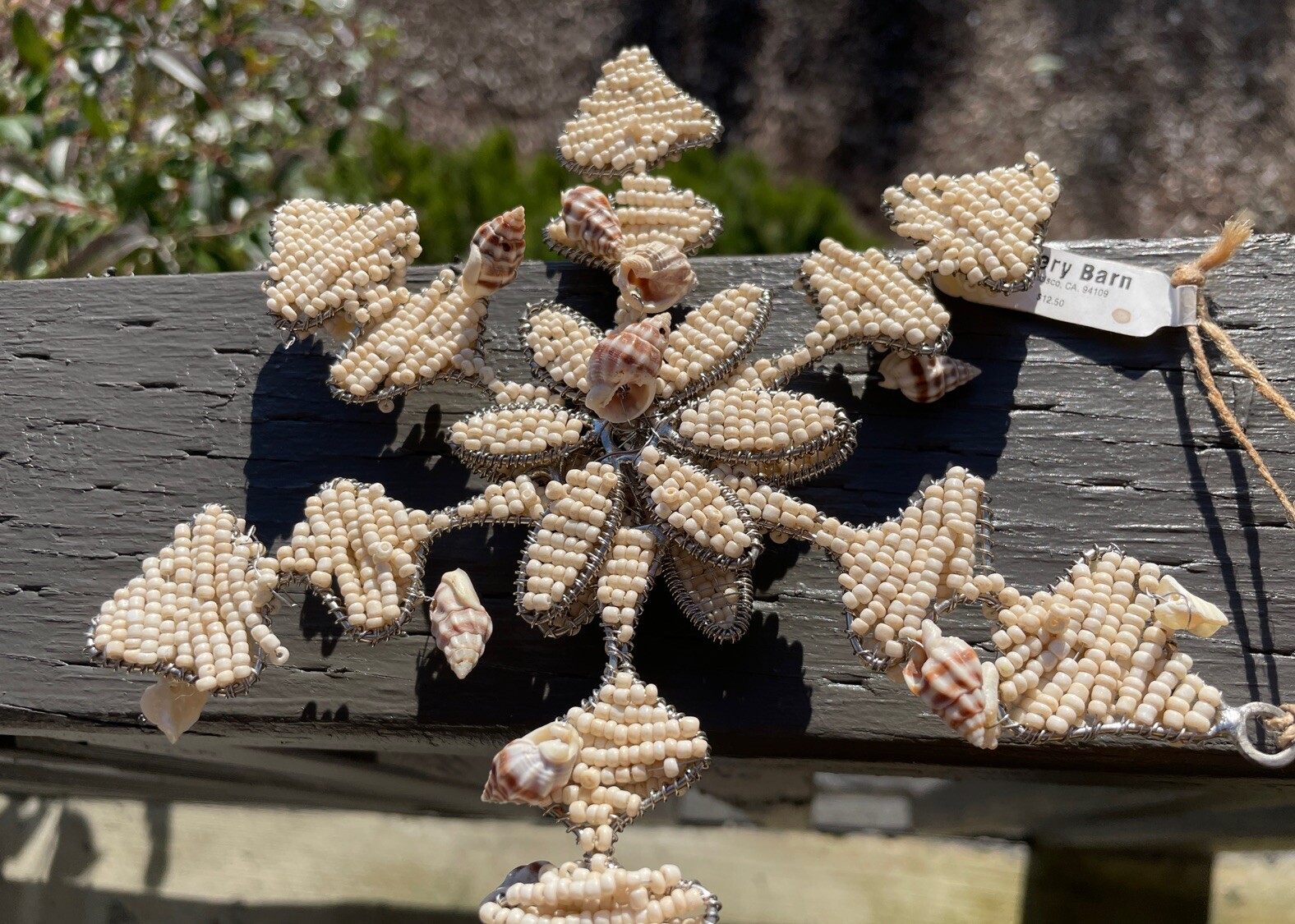 Pottery Barn VTG Christmas Ornament Snowflake  Large Seashell Nautical Themed