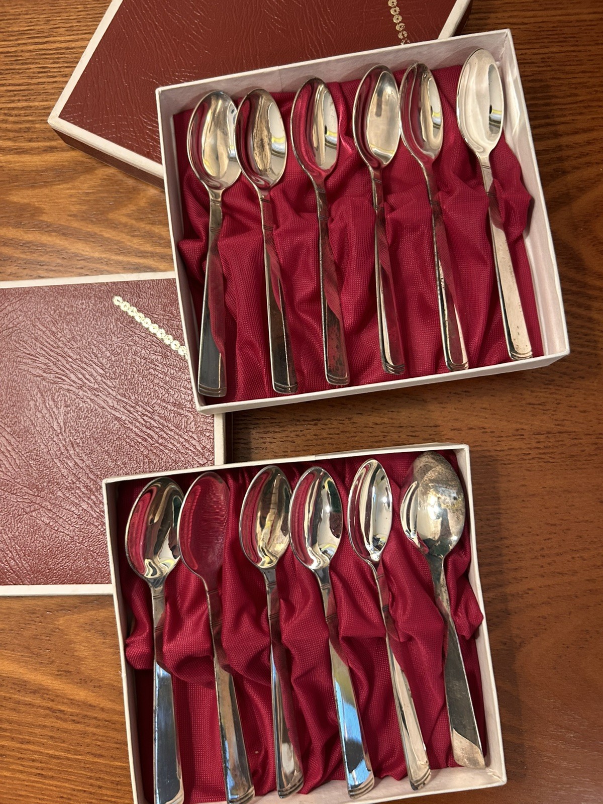 Vintage Polish Silver-Plated Spoon Sets (Pair of 6-Piece Boxed Sets) – Mid-Centu Vintage Polish Silver-Plated Spoon Sets (Pair of 6-Piece Boxed Sets) – Mid-Centu