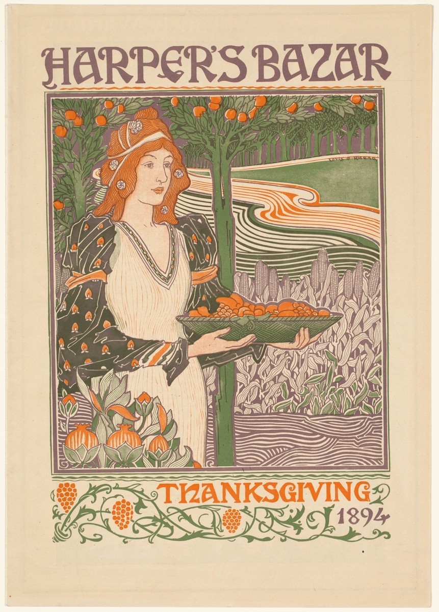 1894 Harpers Bazar Thanksgiving Cover Vintage Poster Print 1894 Harpers Bazar Thanksgiving Cover Vintage Poster Print