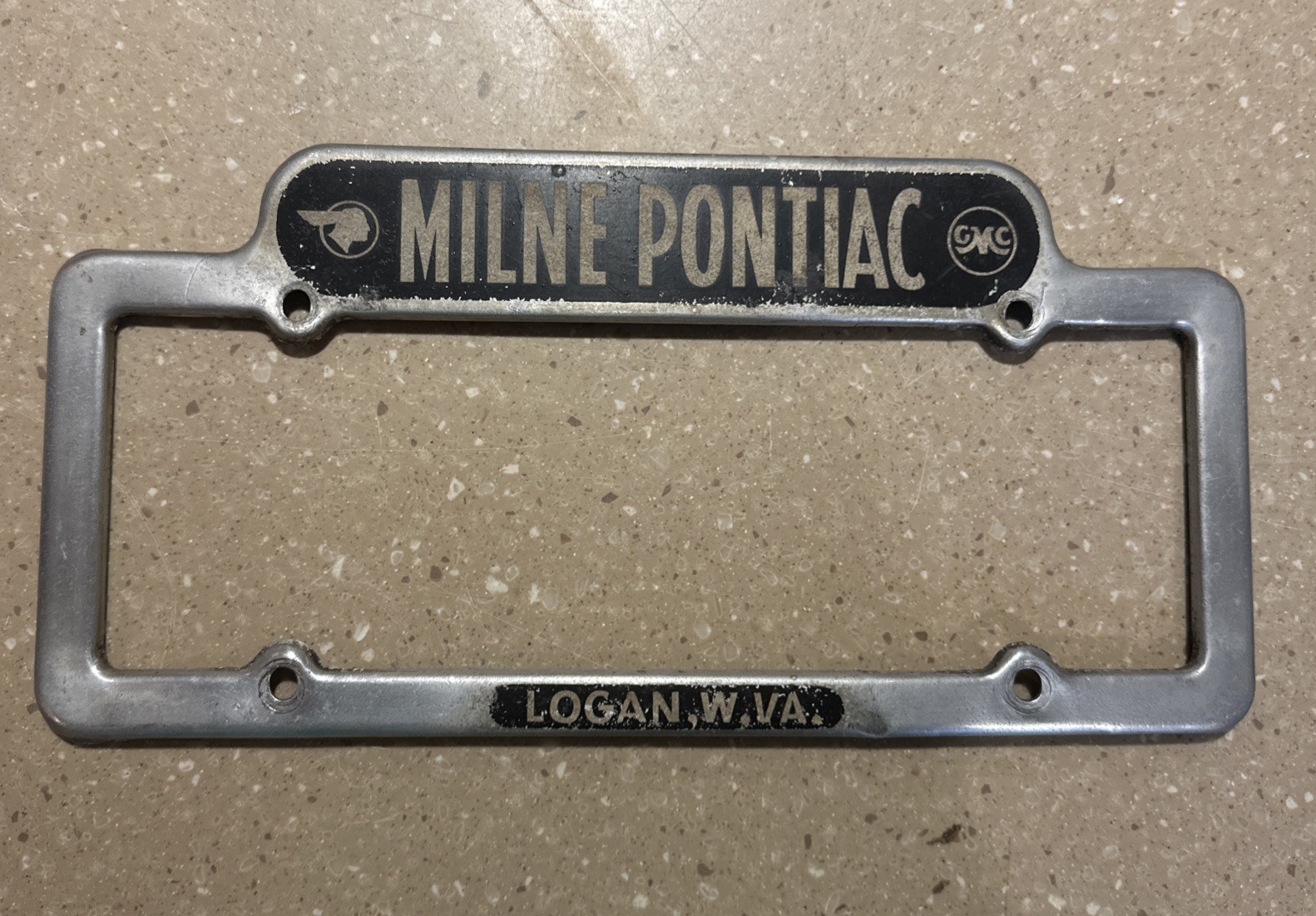 VTG Milne Pontiac Buick Dealer License Plate Frame Logan West Virginia VTG Milne Pontiac Buick Dealer License Plate Frame Logan West Virginia
