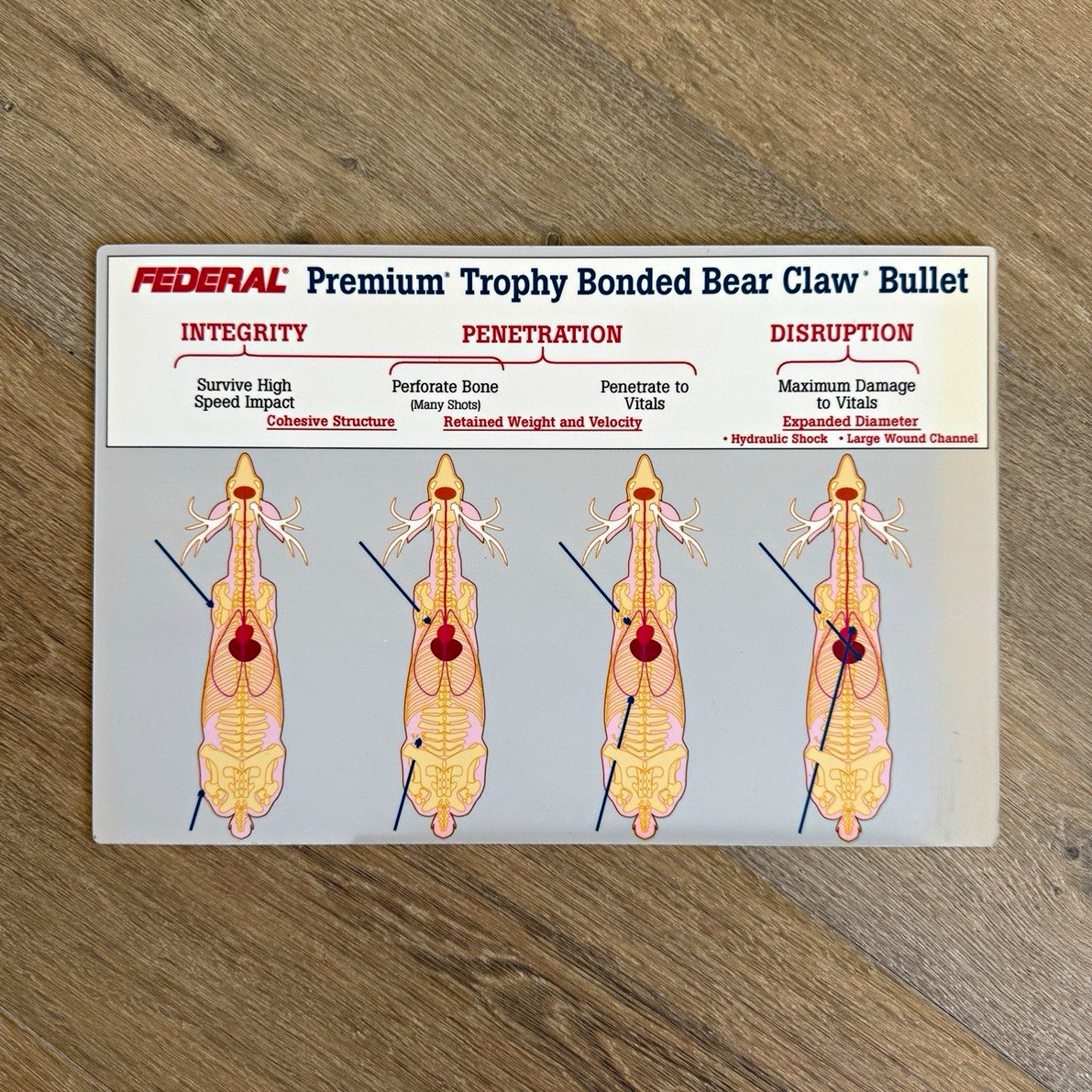 Vintage Federal Premium Trophy Bonded Bear Claw Bullet Integrity Chart Card Vintage Federal Premium Trophy Bonded Bear Claw Bullet Integrity Chart Card