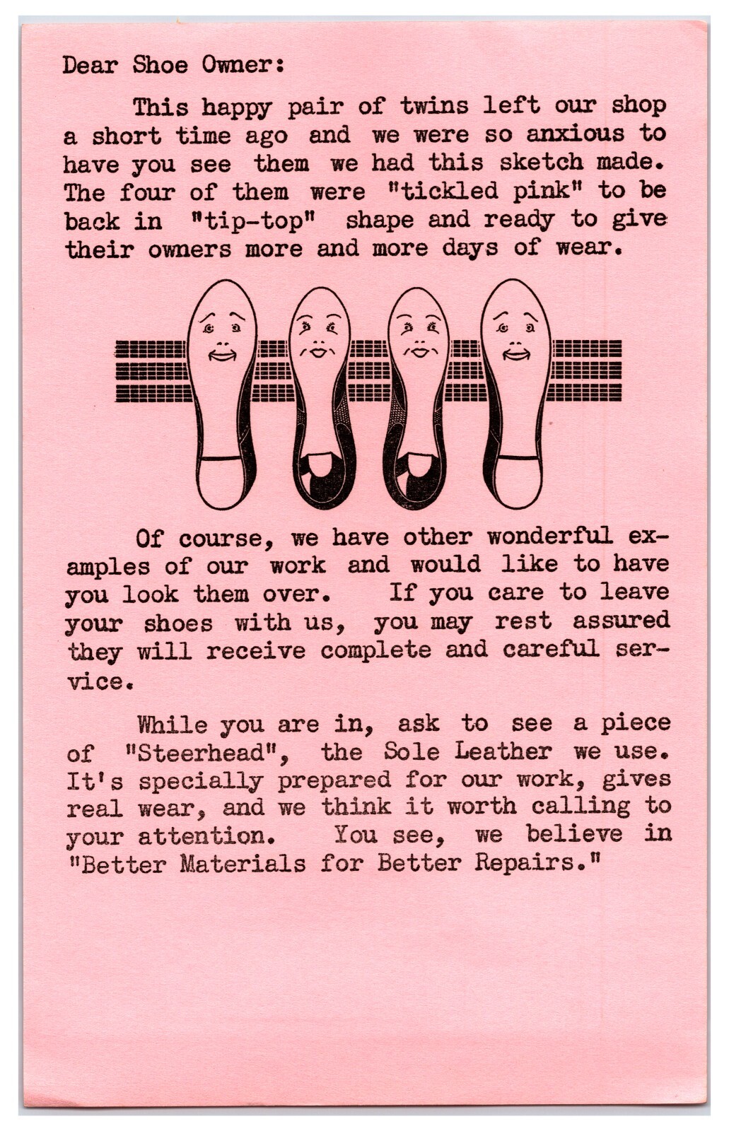 Original 1920s Shoe Store Advertising Paper \