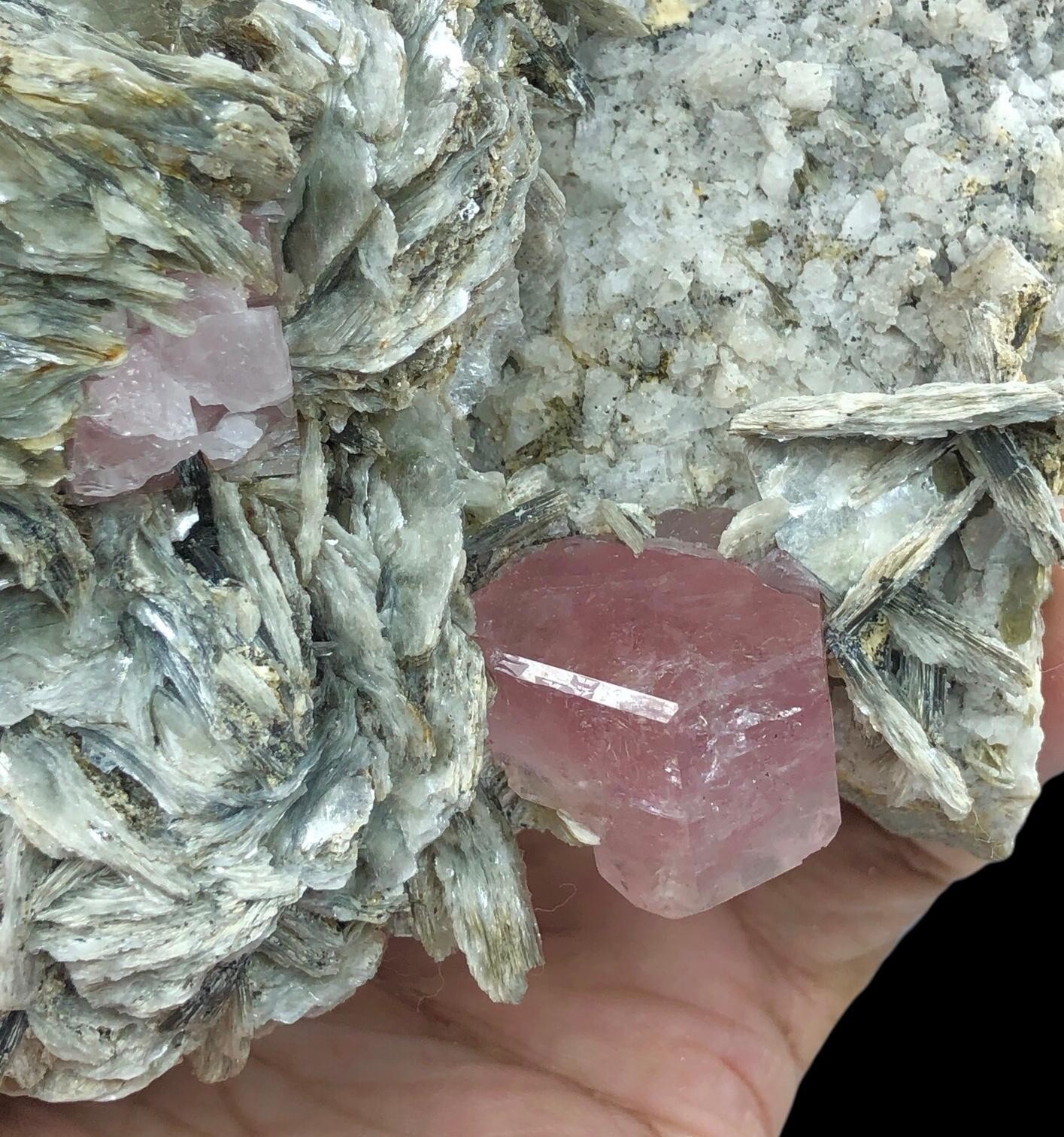 Natural Pink Apatite on Mica Matrix, Chumar Bakhoor Pakistan Mineral Specimen