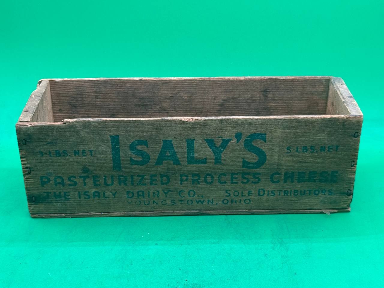 Vintage Isaly\'s 5 Lb Pimento Process Cheese Wooden Crate Box -  RE