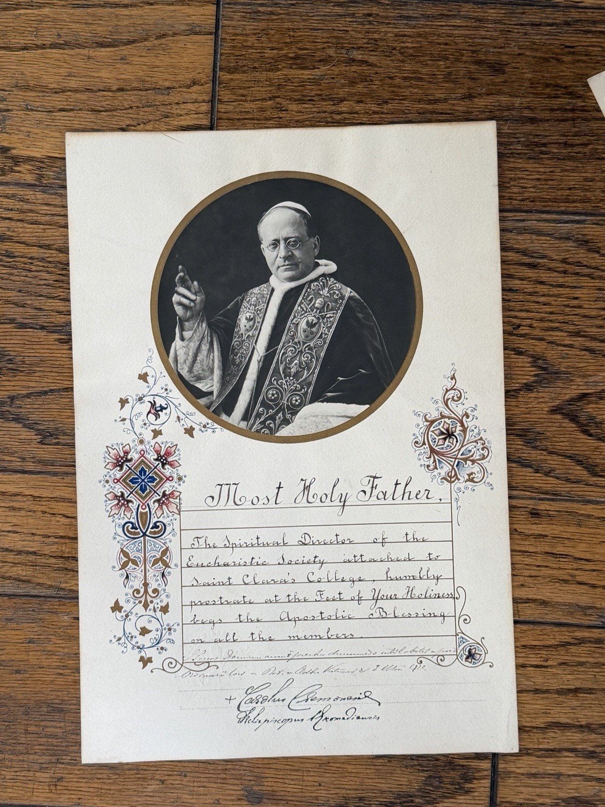 1920s Pope Pius XI Apostolic Blessing Cardinal Pietro Gasparri Signed Vatican