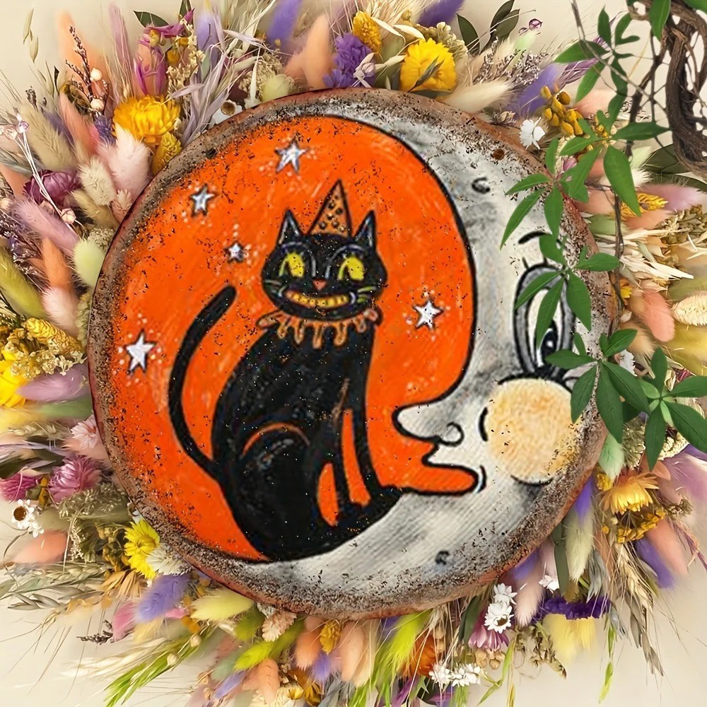 Halloween Anthropomorphic VINTAGE STYLE Moon Cat Acrylic Sign Wall Decor 8 Halloween Anthropomorphic VINTAGE STYLE Moon Cat Acrylic Sign Wall Decor 8