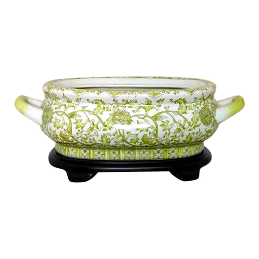 Beautiful Chinese White and Green Tapestry Porcelain Foot Bath Basin Pot Beautiful Chinese White and Green Tapestry Porcelain Foot Bath Basin Pot