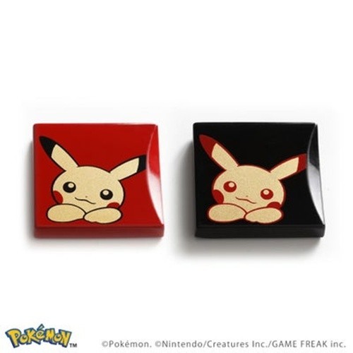 Yamada Heiando Lacquerware Pokemon Chopstick Rest Pikachu Red Black Pair