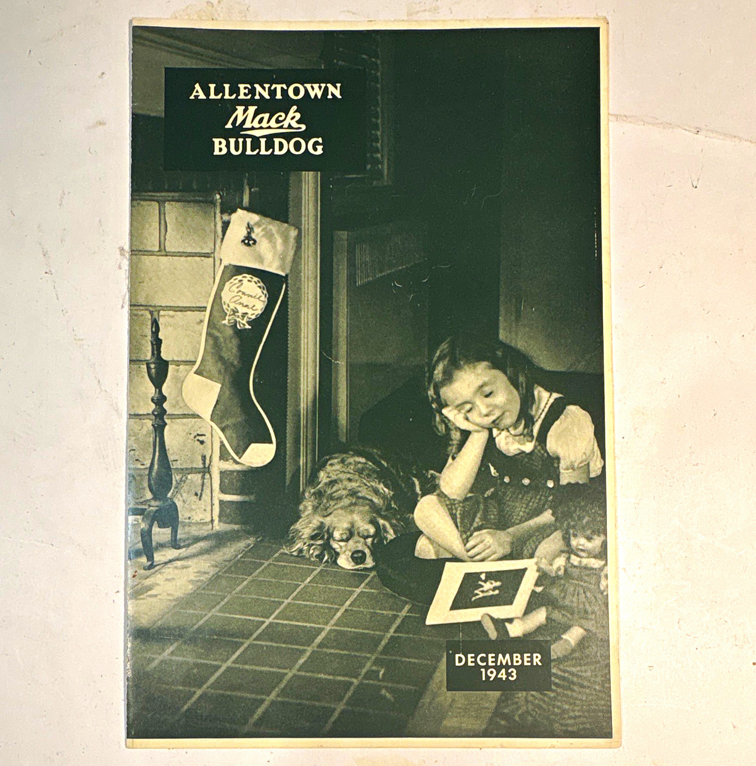 Antique 1943 Allentown Mack Bulldog Christmas advertisement 