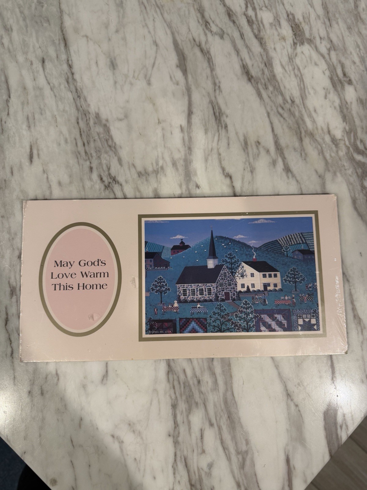 Vintage STAPCO Graphic Greetings God’s Love Folk Art Wall Plaque USA Sealed