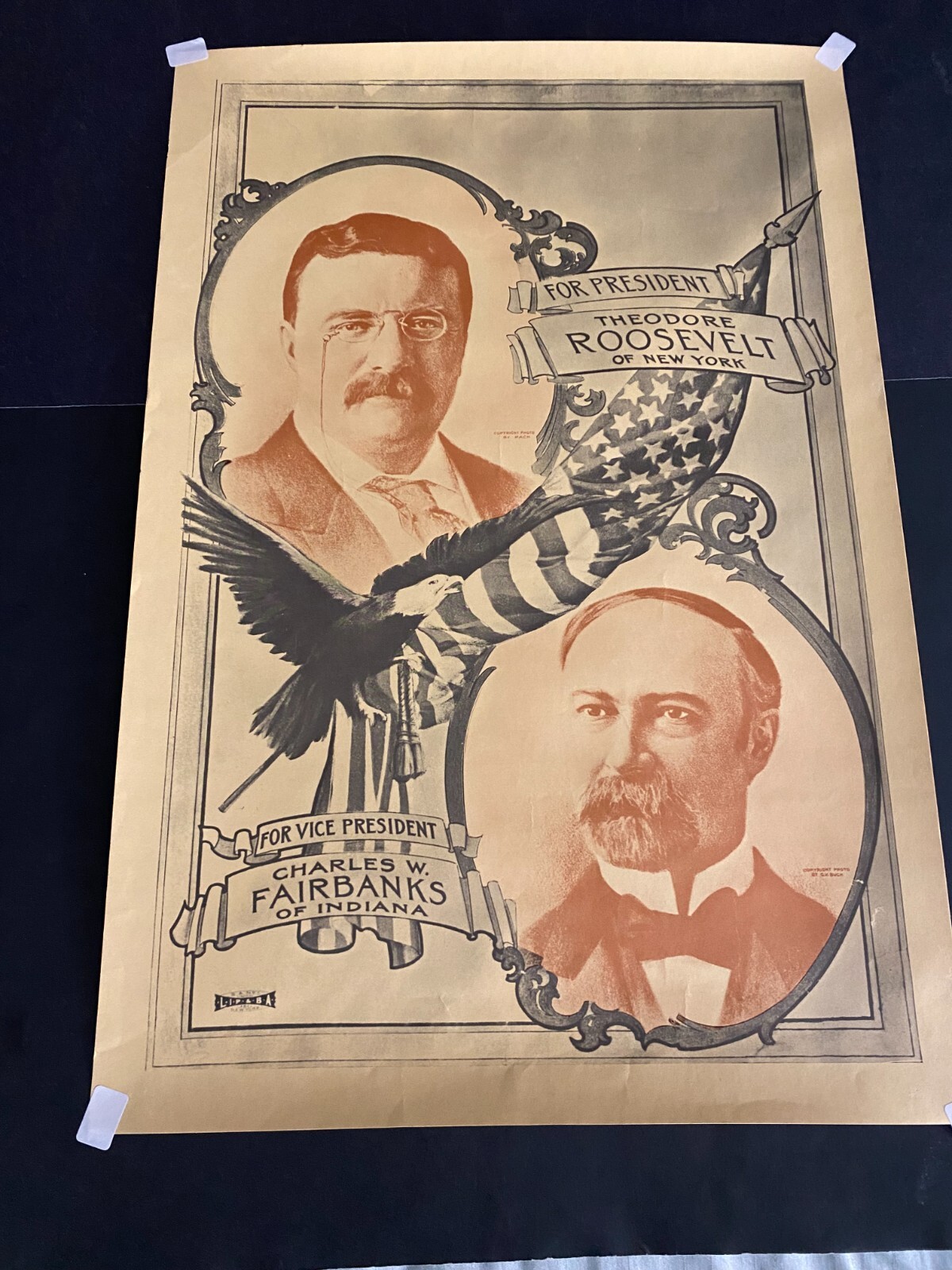 1909 THEODORE ROOSEVELT & CHARLES FAIRBANKS PRESIDENTIAL CAMPAIGN POSTER