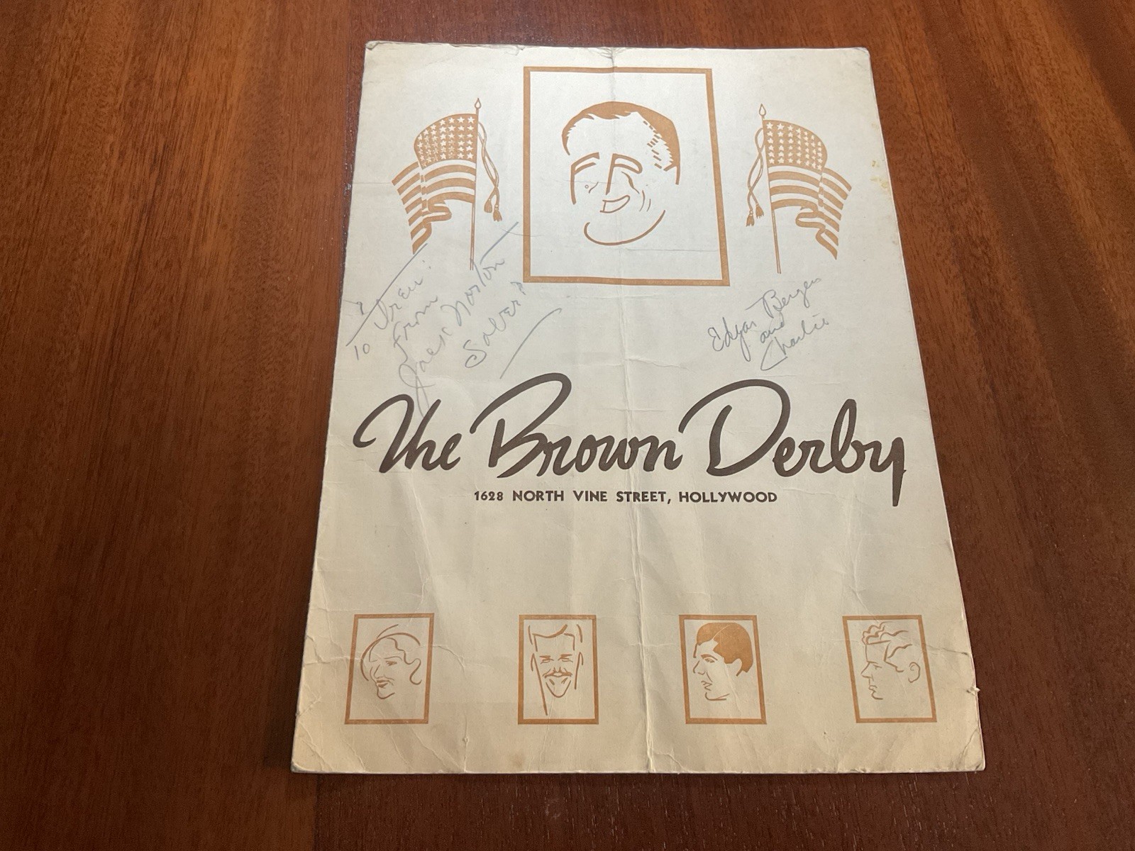 The Brown Derby Restaurant Menu North Vine St., Hollywood Calif. October 22 1943 The Brown Derby Restaurant Menu North Vine St., Hollywood Calif. October 22 1943