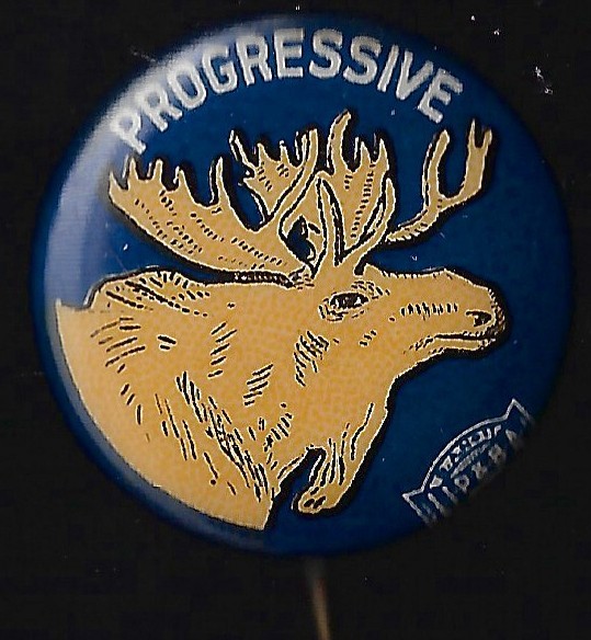 1912 Teddy Roosevelt Progressive Bull Moose Party Presidential Campaign Button