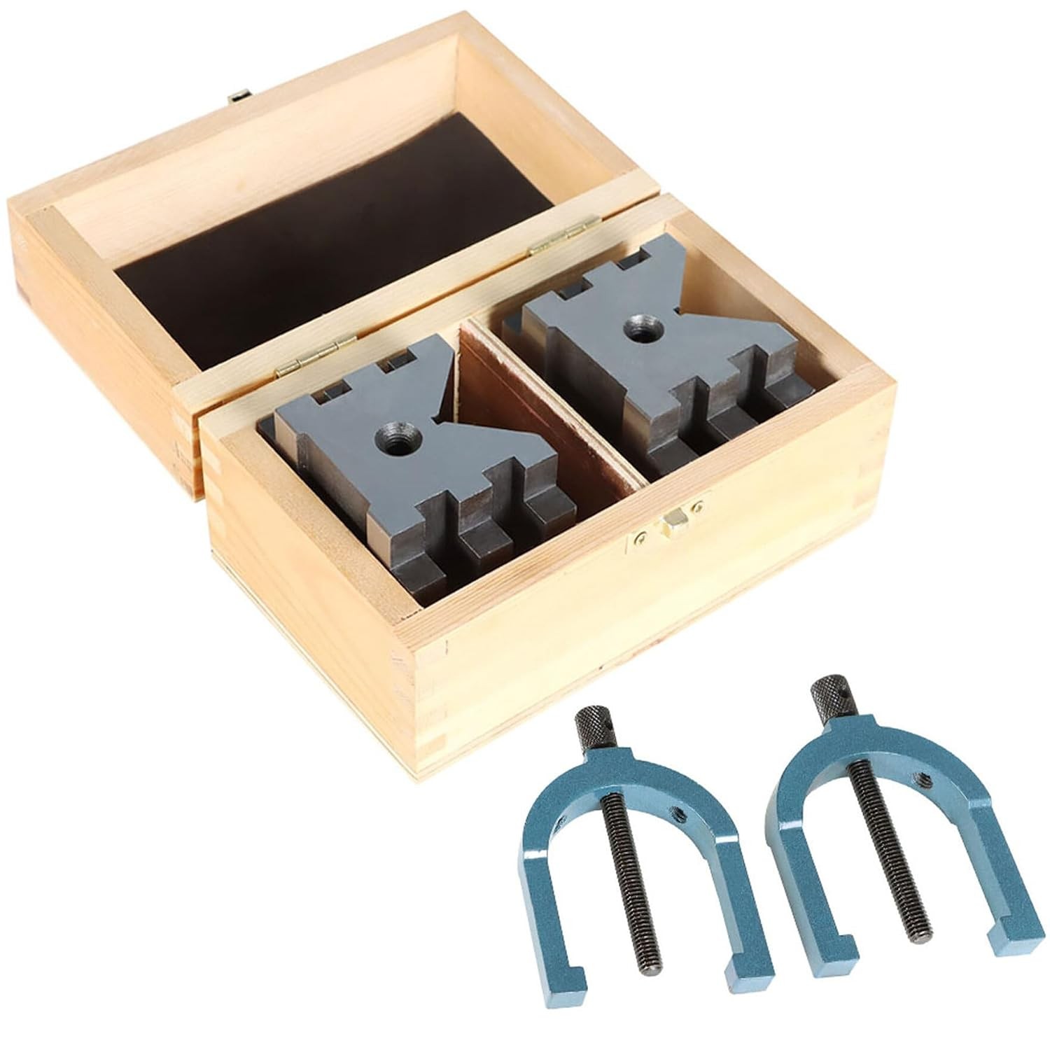 V Block Set with Clamp Hardened Steel 90 Degree Angle Precision V Block Set