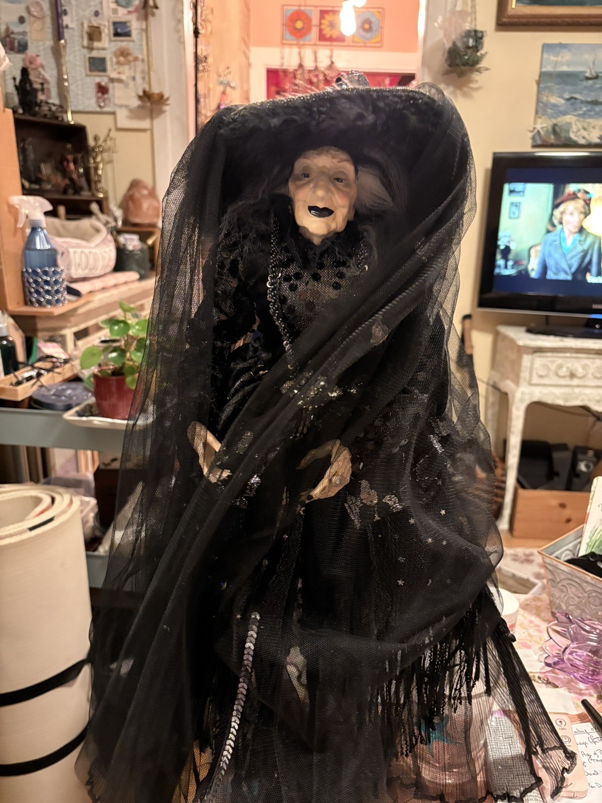 Halloween Doll Standing Gothic Black Veil & Lace Dress Decor Cynthia Rowley Halloween Doll Standing Gothic Black Veil & Lace Dress Decor Cynthia Rowley