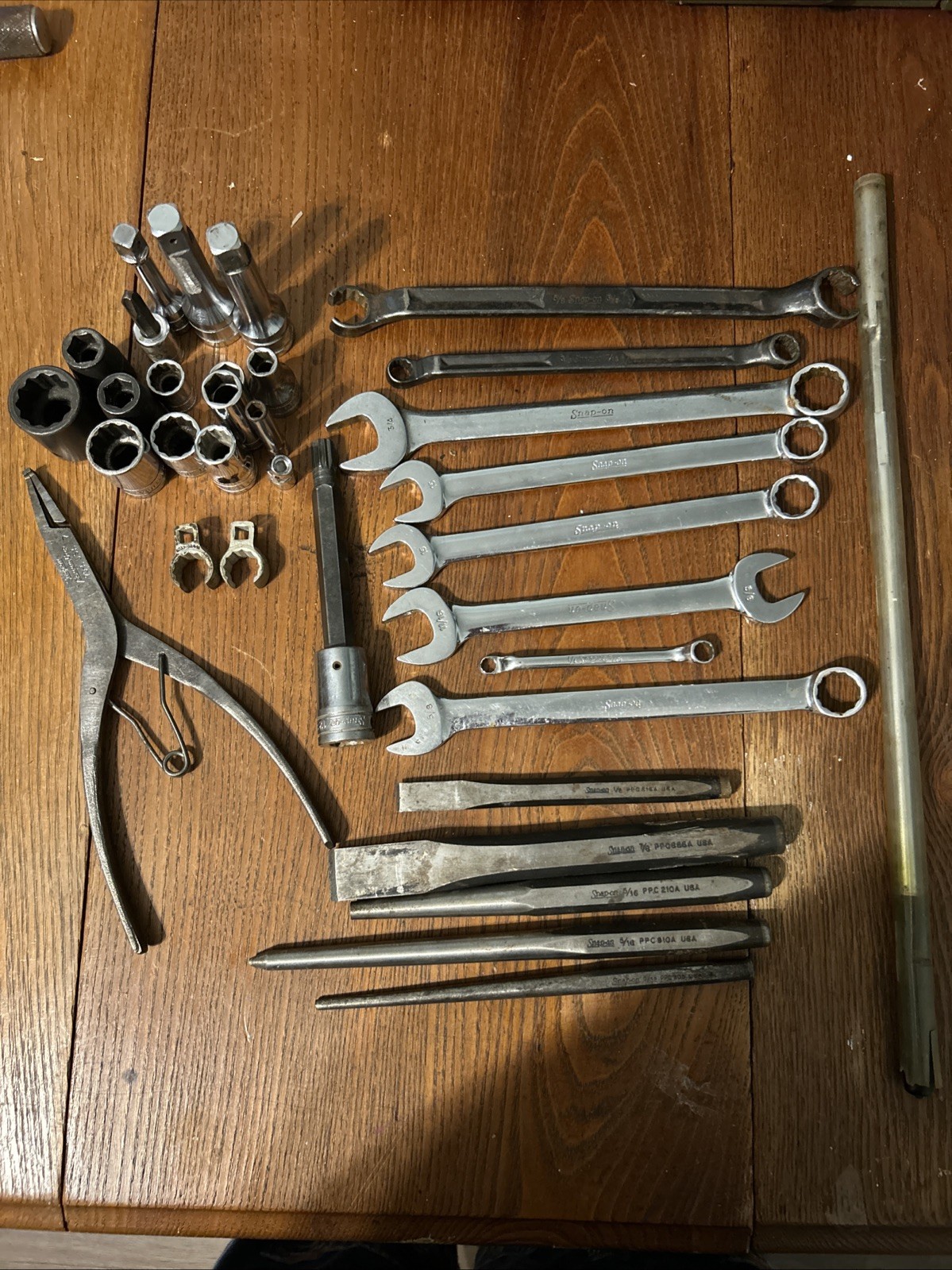 Large Lot Snap On Wrenches Sockets Grippers Punches Chisels Clawfoot Magnet More