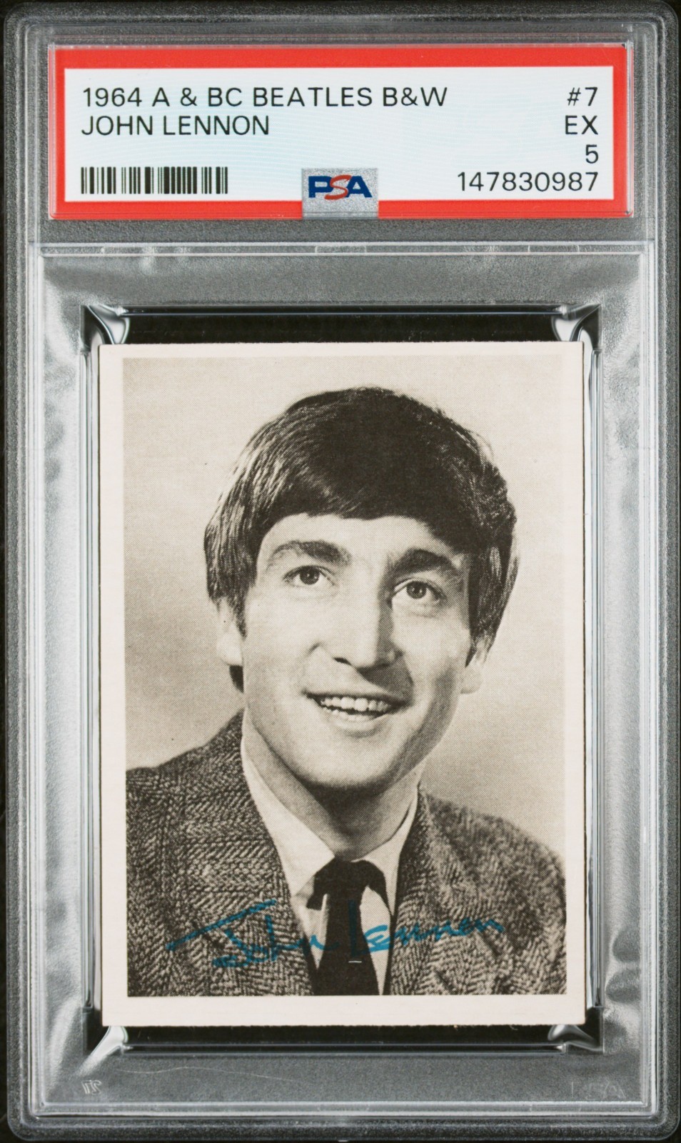1964 A & BC THE BEATLES B&W #7 JOHN LENNON PSA 5