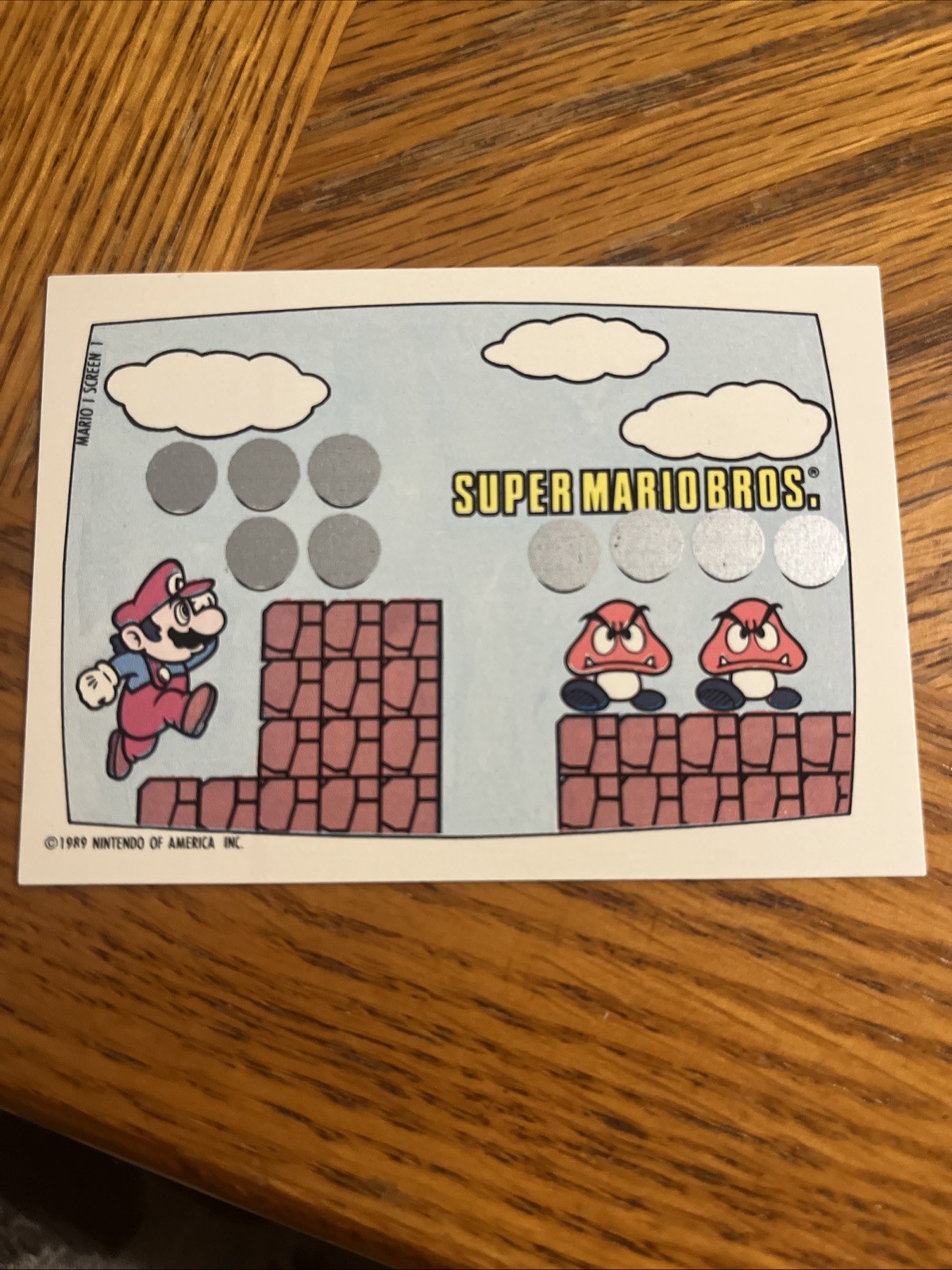 Topps 1989 Nintendo Super Mario Bros Scratch-Off Game Card Screen 1 - Fresh Pull