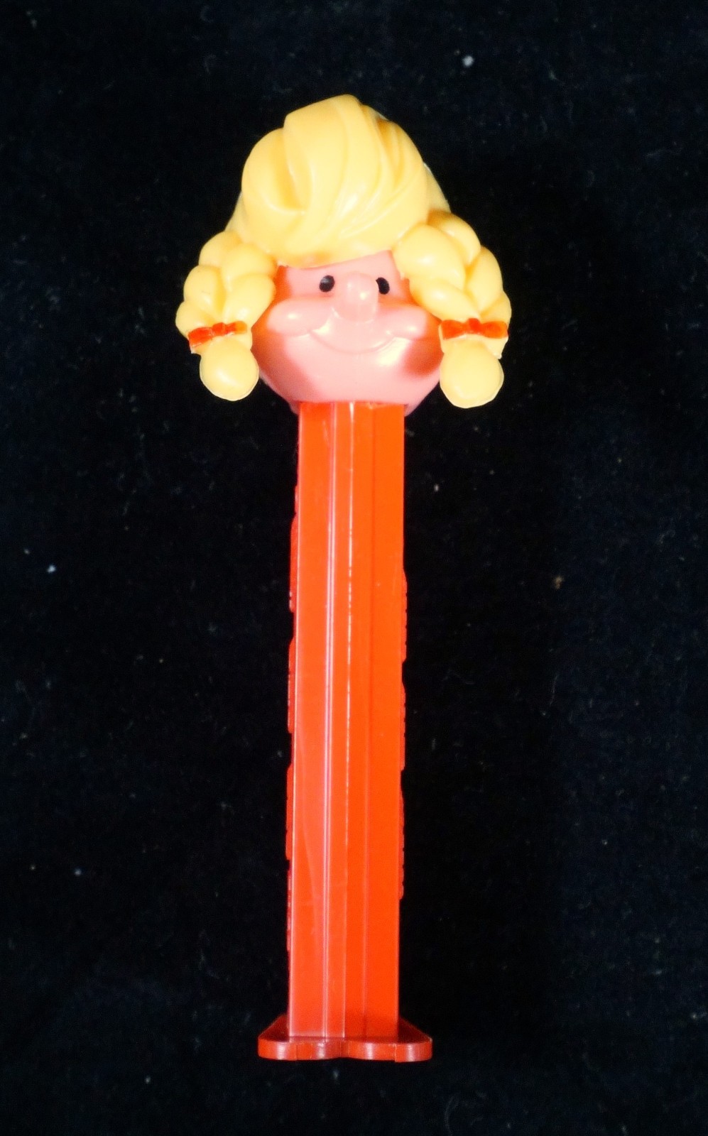 Vintage Pez Dispenser Blonde Pigtail Girl Footed Red Stem (A3) Vintage Pez Dispenser Blonde Pigtail Girl Footed Red Stem (A3)