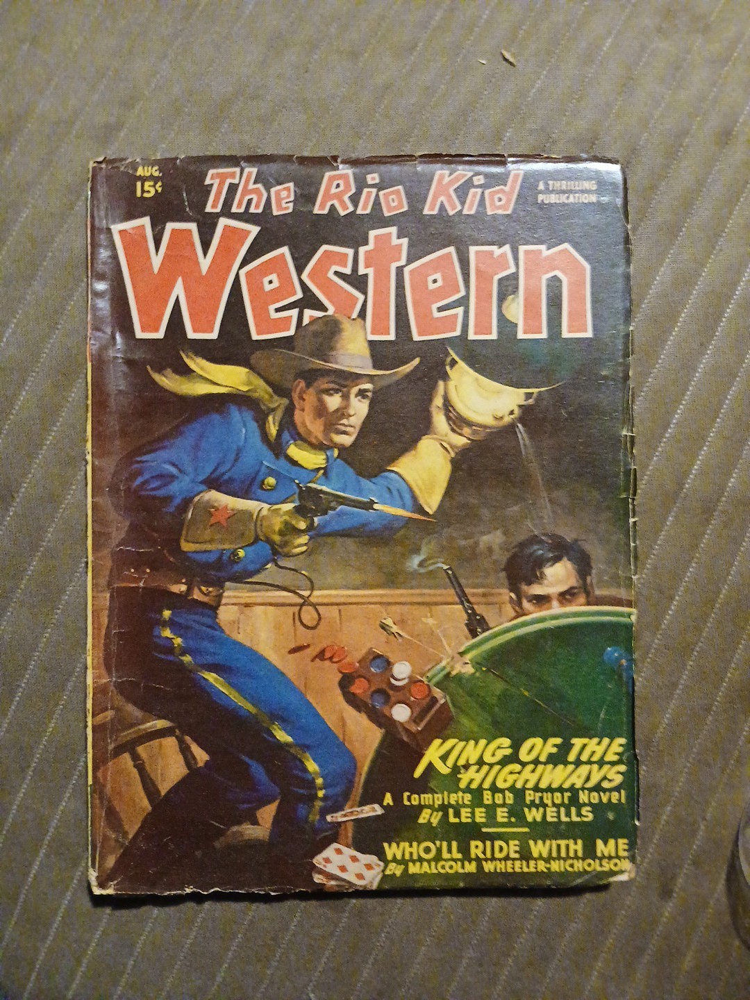 The Rio Kid Western Pulp August 1947 Magazine Painted Cover Postwar Era The Rio Kid Western Pulp August 1947 Magazine Painted Cover Postwar Era