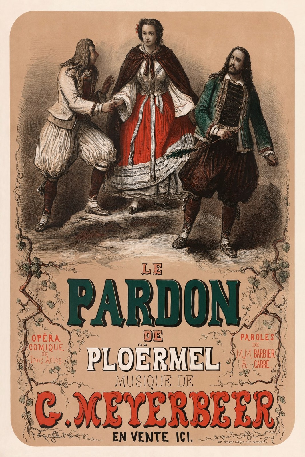 🌟 Le Pardon de Ploërmel Opera Poster - Classic 19th Century Art - 24x36”