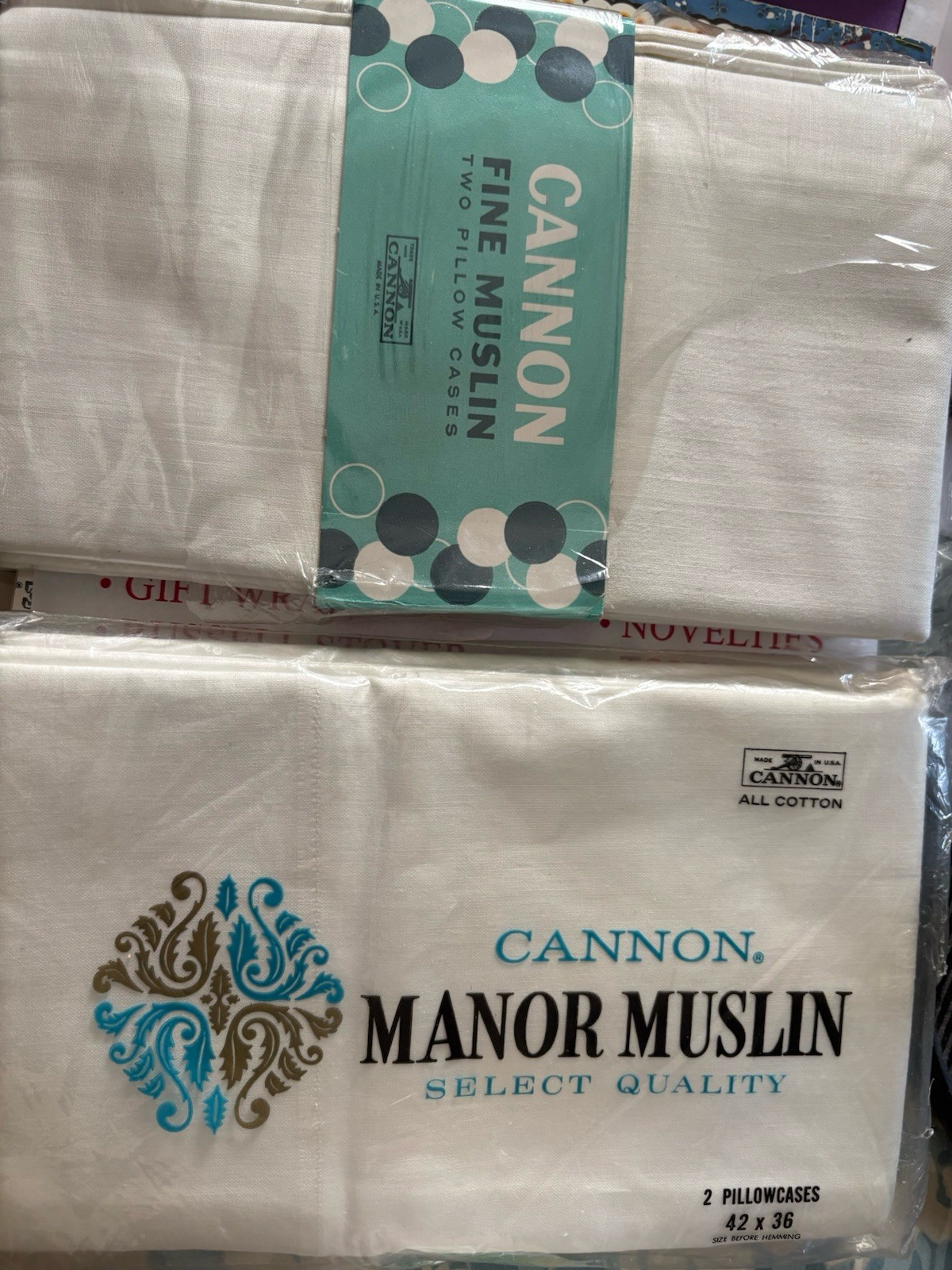 4 Cannon Muslin Pillowcases 42x36. One Package -ripped Packaging