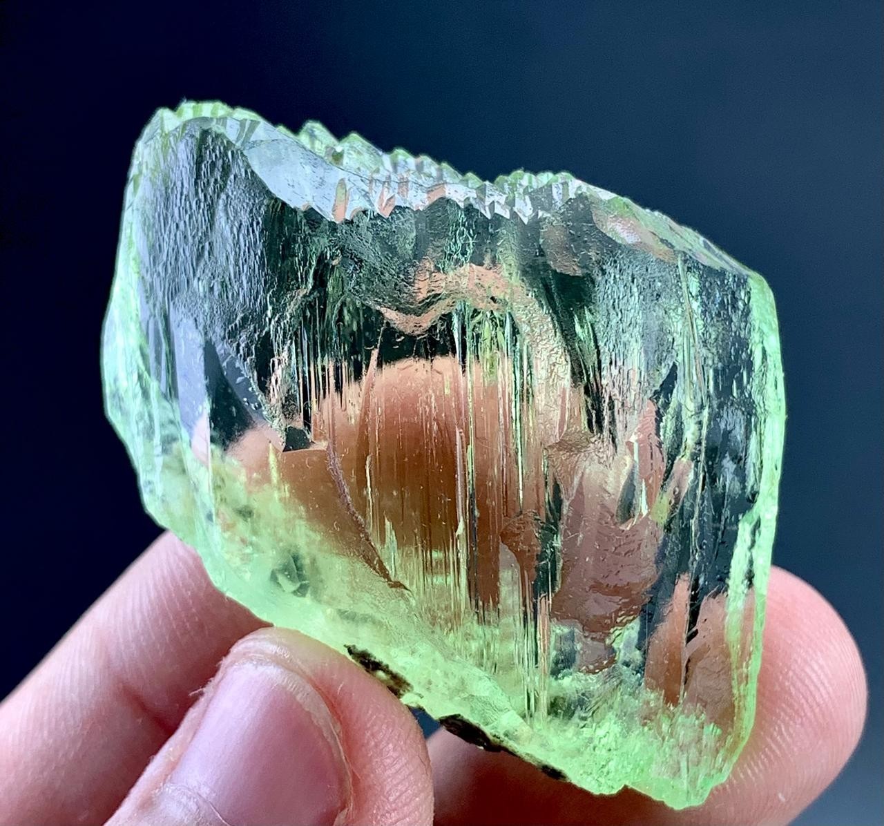 Etched Green Apple Colour kunzite Crystal Specimen From Afghanistan 128 Carat