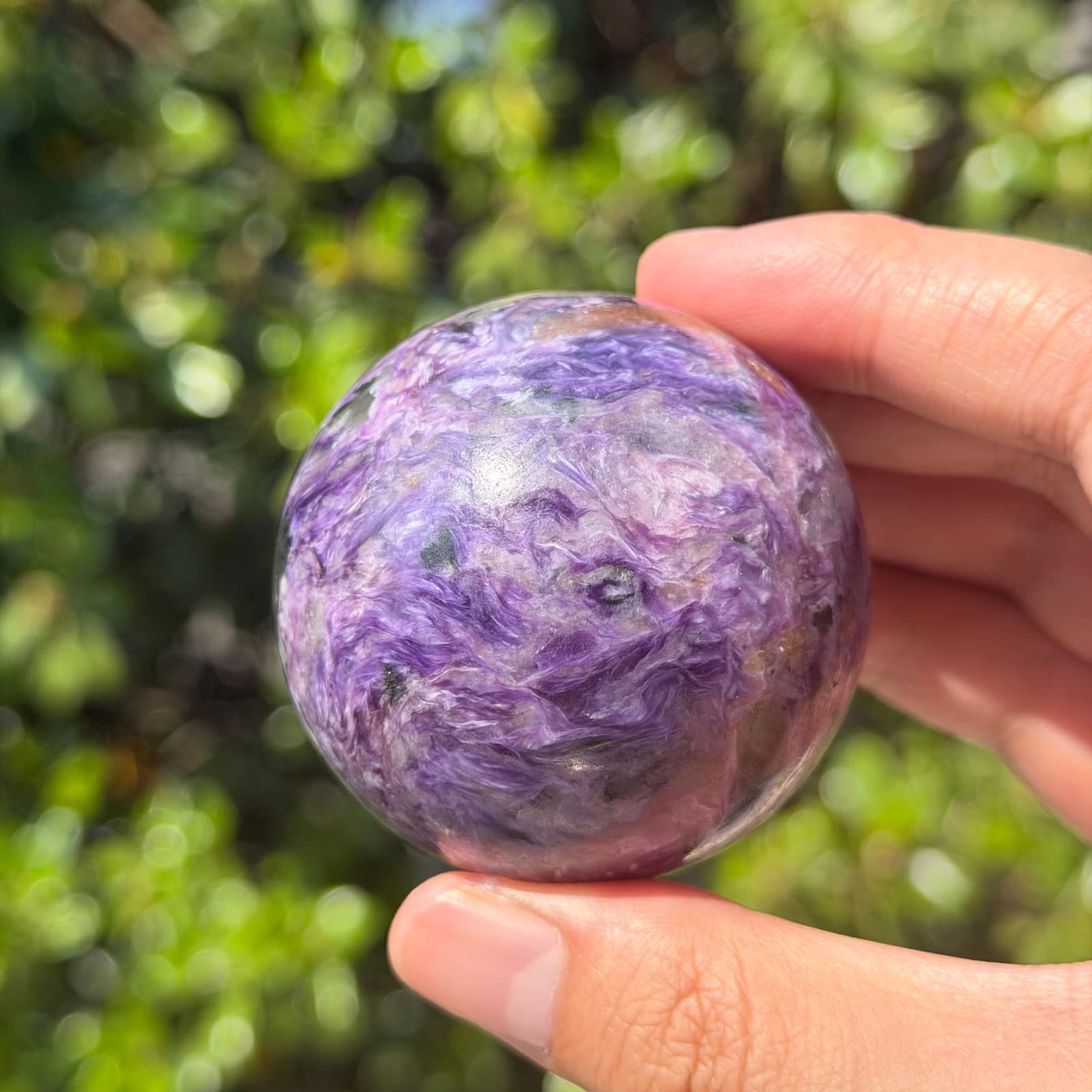 240g Top Grade Natural Charoite Sphere Crystal Healing Purple Ball Home Decor