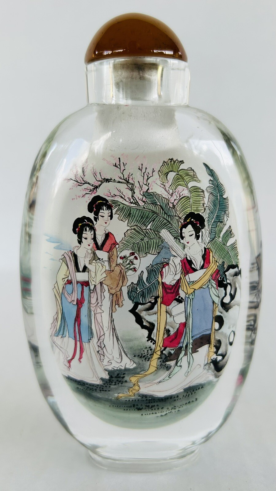 Vintage Chinese Snuff Bottle Reverse Painted Women Figures 4.5\