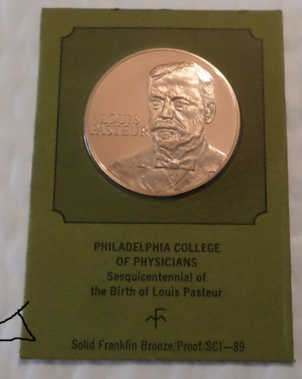Louis Pasteur Discovered Rabies Vaccine Pasteurization Vintage Bronze Medal