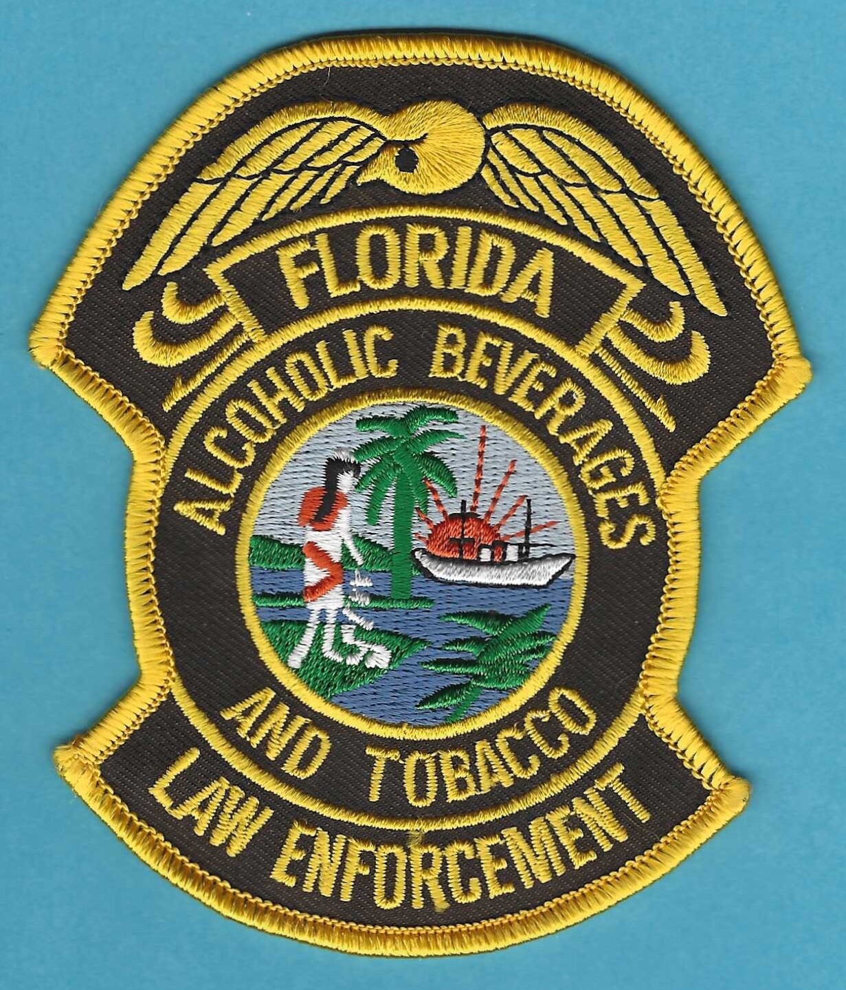 FLORIDA STATE ALCOHOLIC BEVERAGES & TOBACCO LAW ENFORCEMENT SHOULDER PATCH FLORIDA STATE ALCOHOLIC BEVERAGES & TOBACCO LAW ENFORCEMENT SHOULDER PATCH