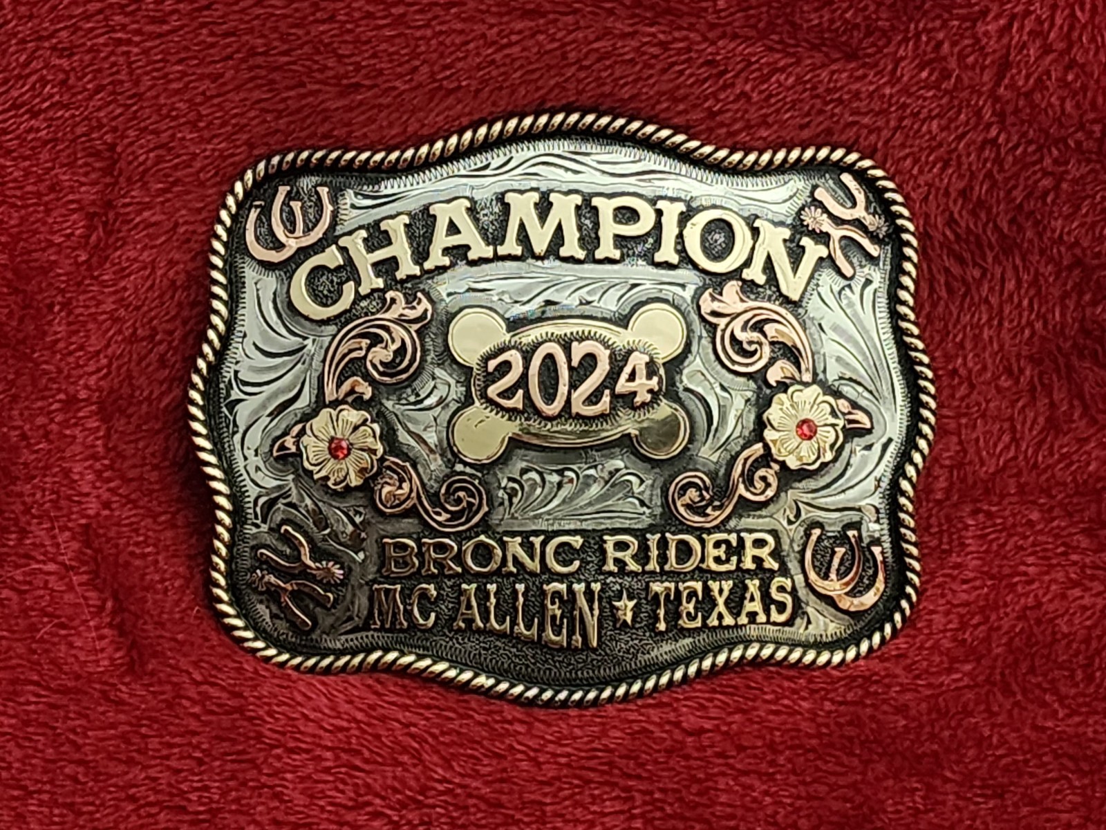 Rodeo☆2024☆X~Treme Bronc Riding Champion Trophy Buckle☆McAllen Texas☆Rare☆R66