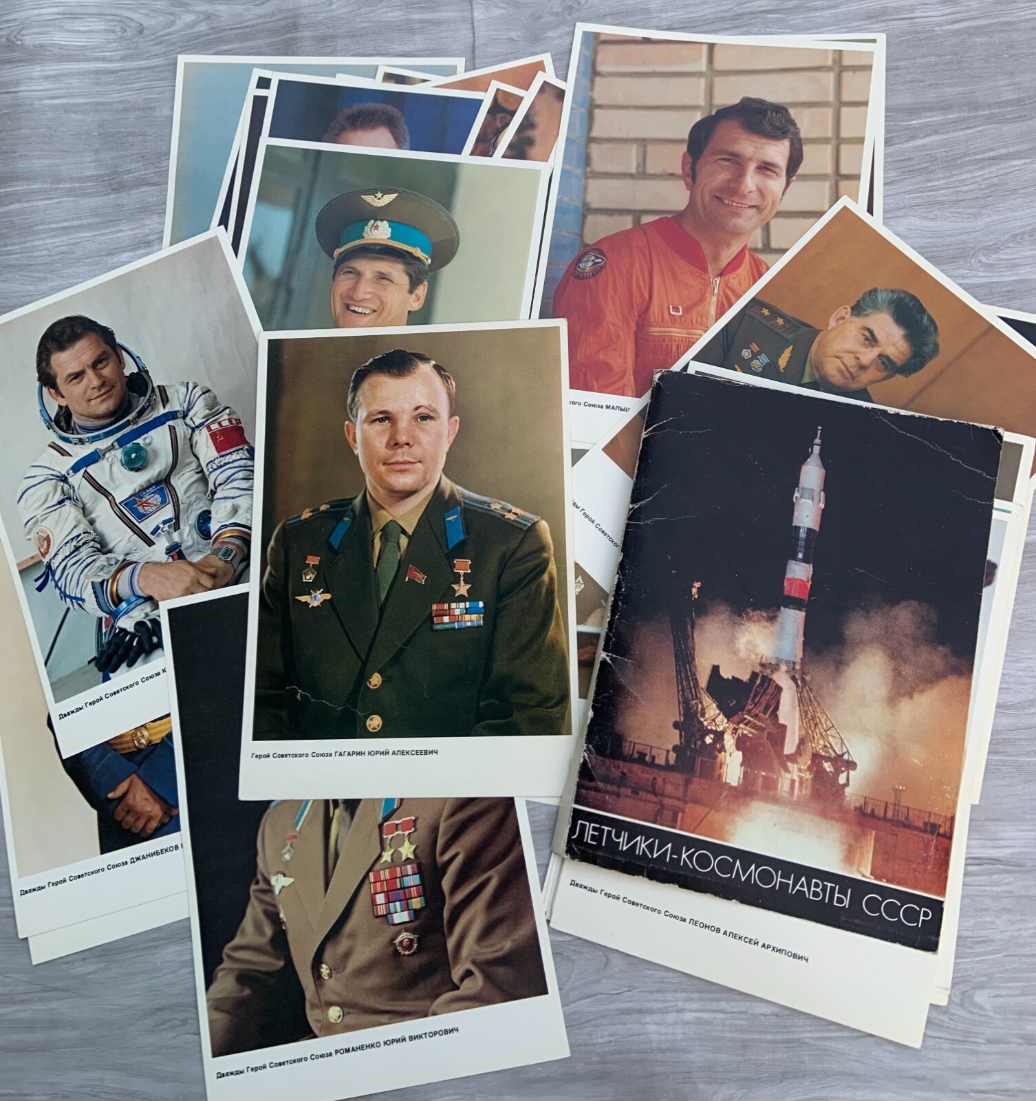 CCCP Vintage Soviet Photo Сards Astronaut USSR 80s Space Gagarin Full SET 50pc.