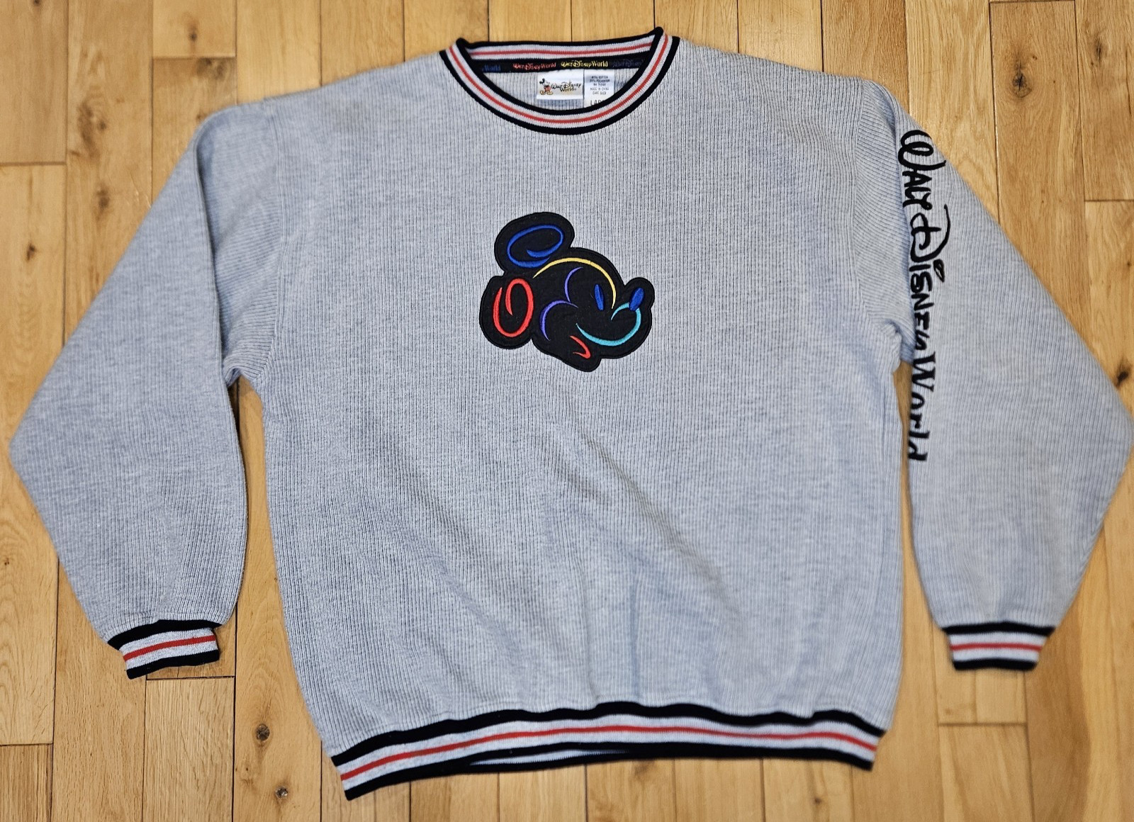Vtg WALT DISNEY WORLD Mickey Mouse Embroidered Crewneck Sweatshirt Adult Large