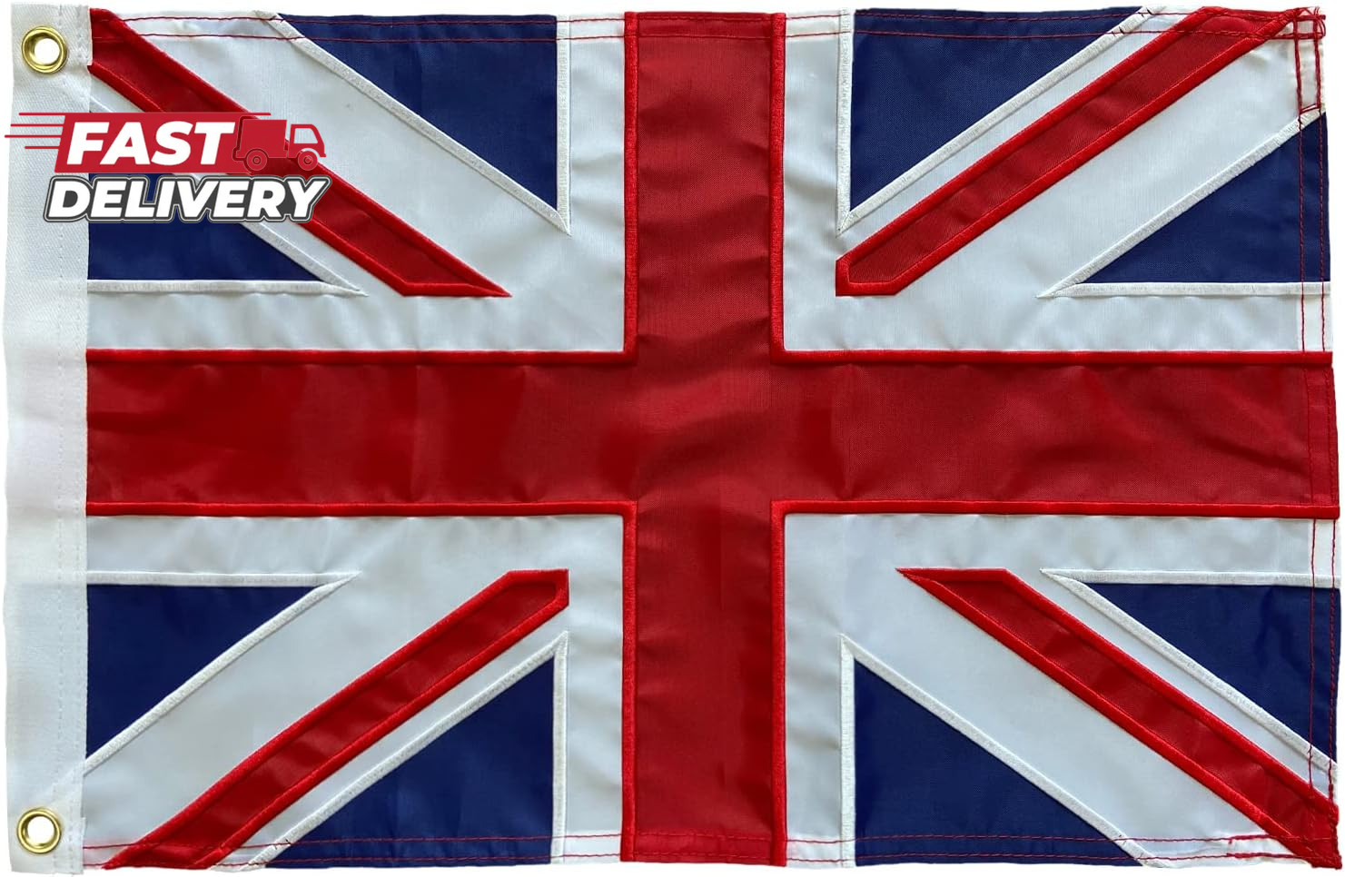 Homissor British Flag 12X18 Union Jack England Boat Flags Embroidered Sewn Strip Homissor British Flag 12X18 Union Jack England Boat Flags Embroidered Sewn Strip