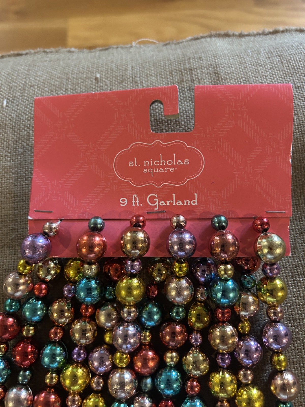 St Nicholas Square Christmas Tree Garland 9 ft. MultiColor Beads 3 sets avail St Nicholas Square Christmas Tree Garland 9 ft. MultiColor Beads 3 sets avail