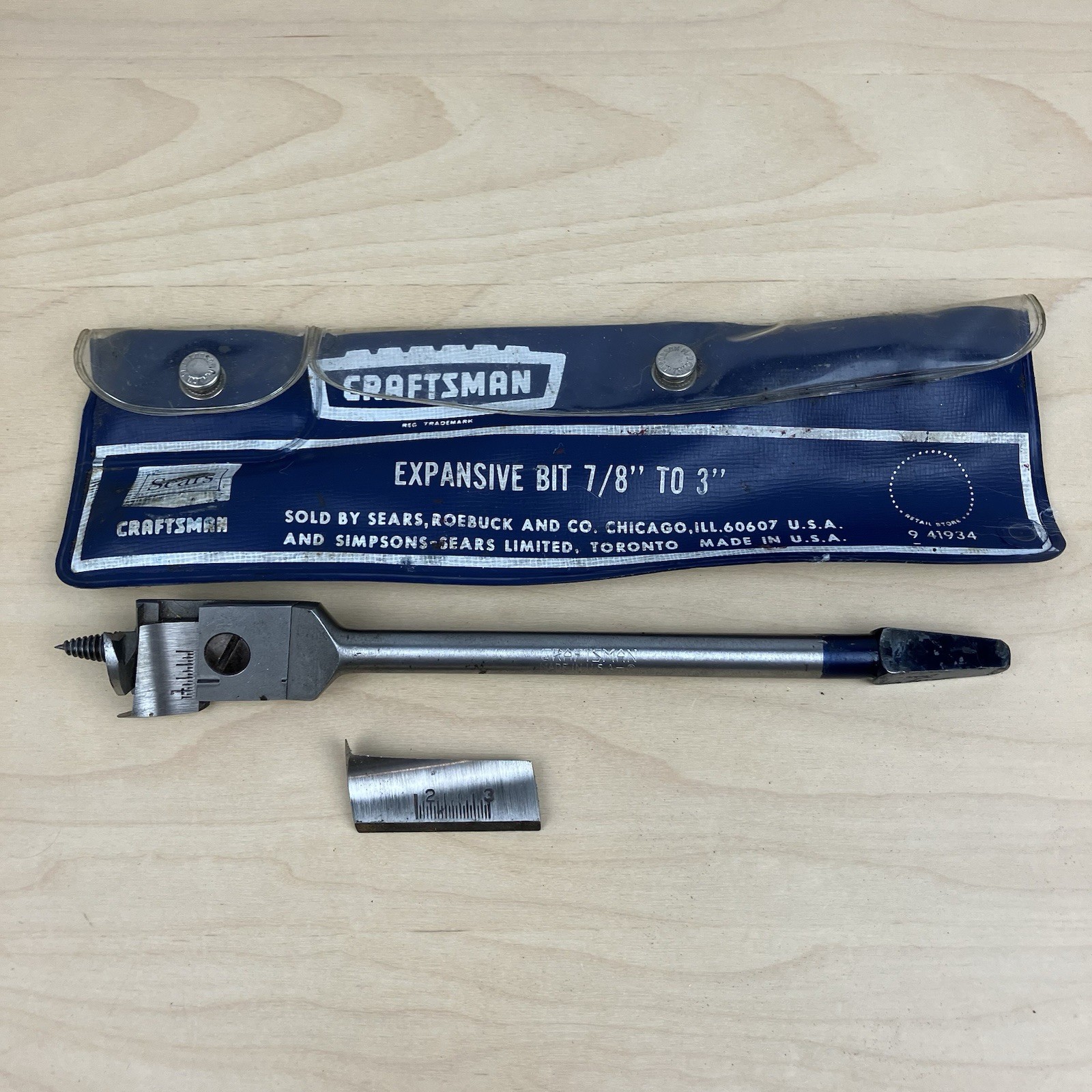 Vintage Sears Craftsman 7/8” to 3” Expansive Bit 9 41934 Made in USA With Case